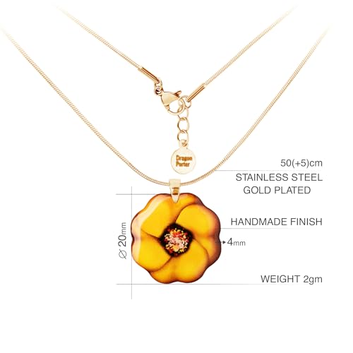 Detalle 2 de Dragon Porter Belle Pendentif Réglable – Collier Chaîne Bijoux pour Femme, Style 12 Fleur Jaune