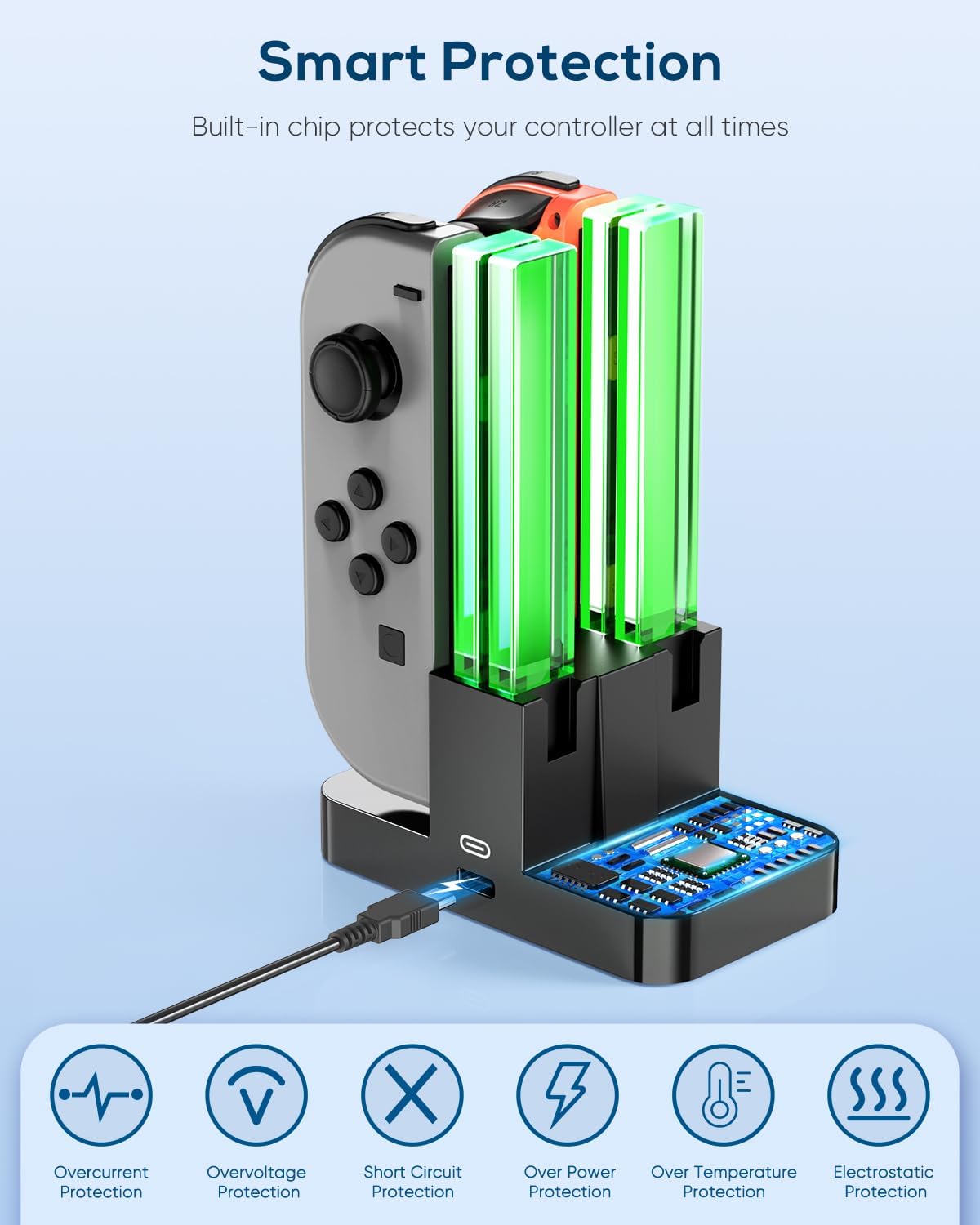 Thumbnail 4 de FYOUNG Switch Controller Ladestation Kompatibel mit Nintendo Switch1 / OLED Joy Con, Quad Switch Ladestation Zubehör Charger für Joycon Kontroller Ladegerät mit USB C Ladekabel - Schwarz
FYOUNG Switch Controller Ladestation Kompatibel m…