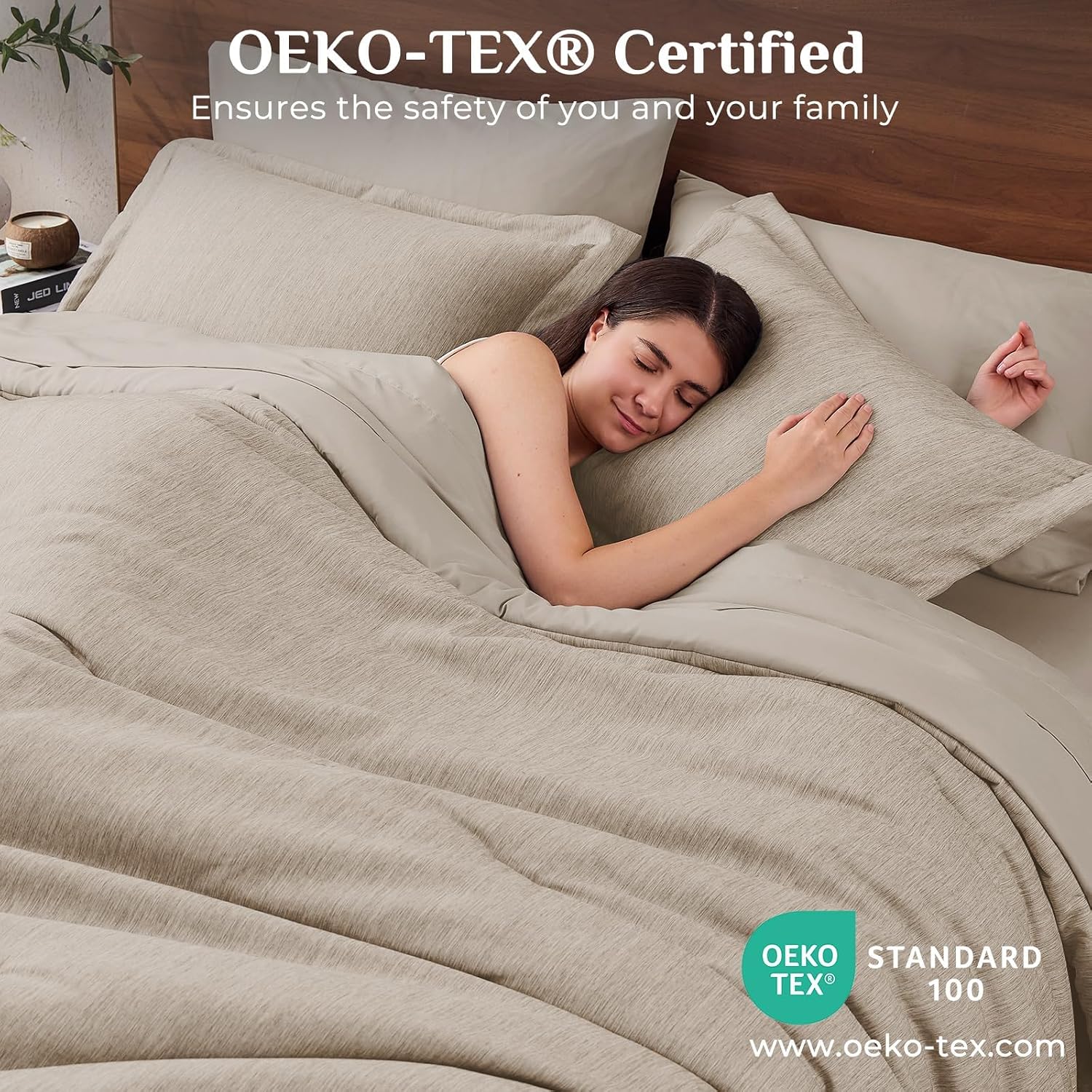 Detalle 2 de JOLLYVOGUE Queen Comforter Set, 7-Piece Double-Tone Microfiber Bedding