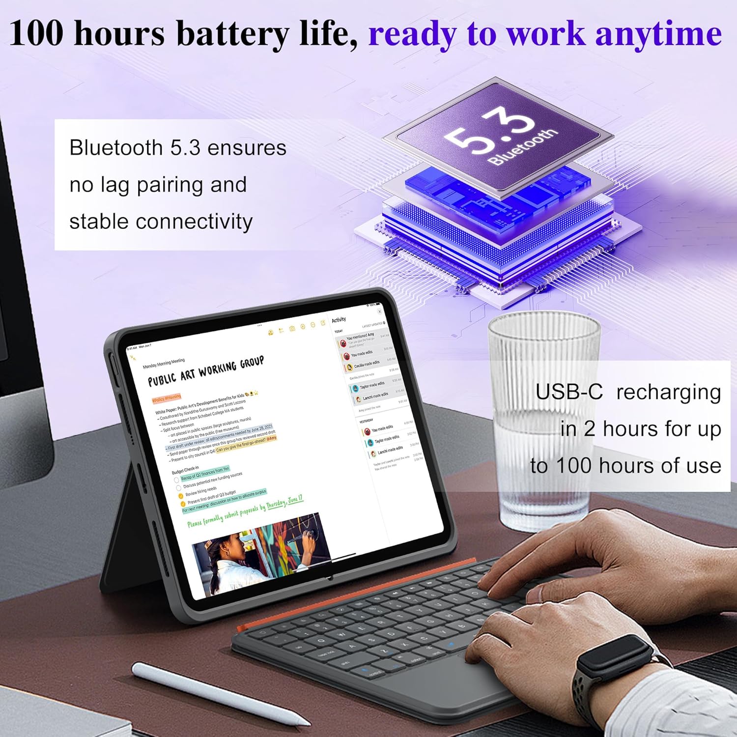 Thumbnail 1 de WIWU 3-in-1 Magnetic Keyboard Case for iPad Air 13-inch (M2/M3/M4) & Pro 12.9-inch (Gen 6/5/4/3) – Backlit Keys, Trackpad & Adjustable Stand (Grey)