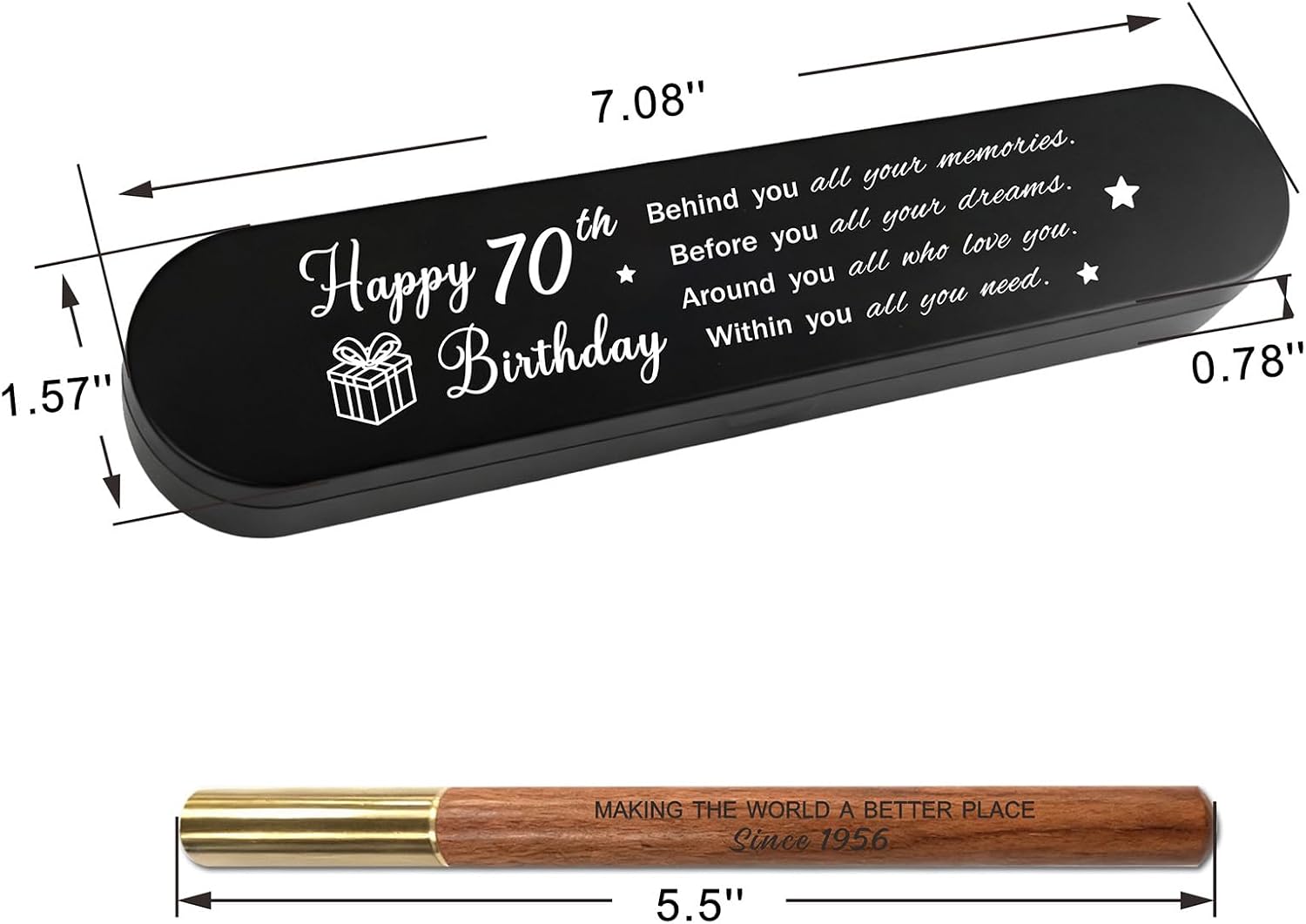 Thumbnail 6 de iyaone 70th Birthday Gift: Engraved Wooden Gel Pen in a Poetic Gift Box
