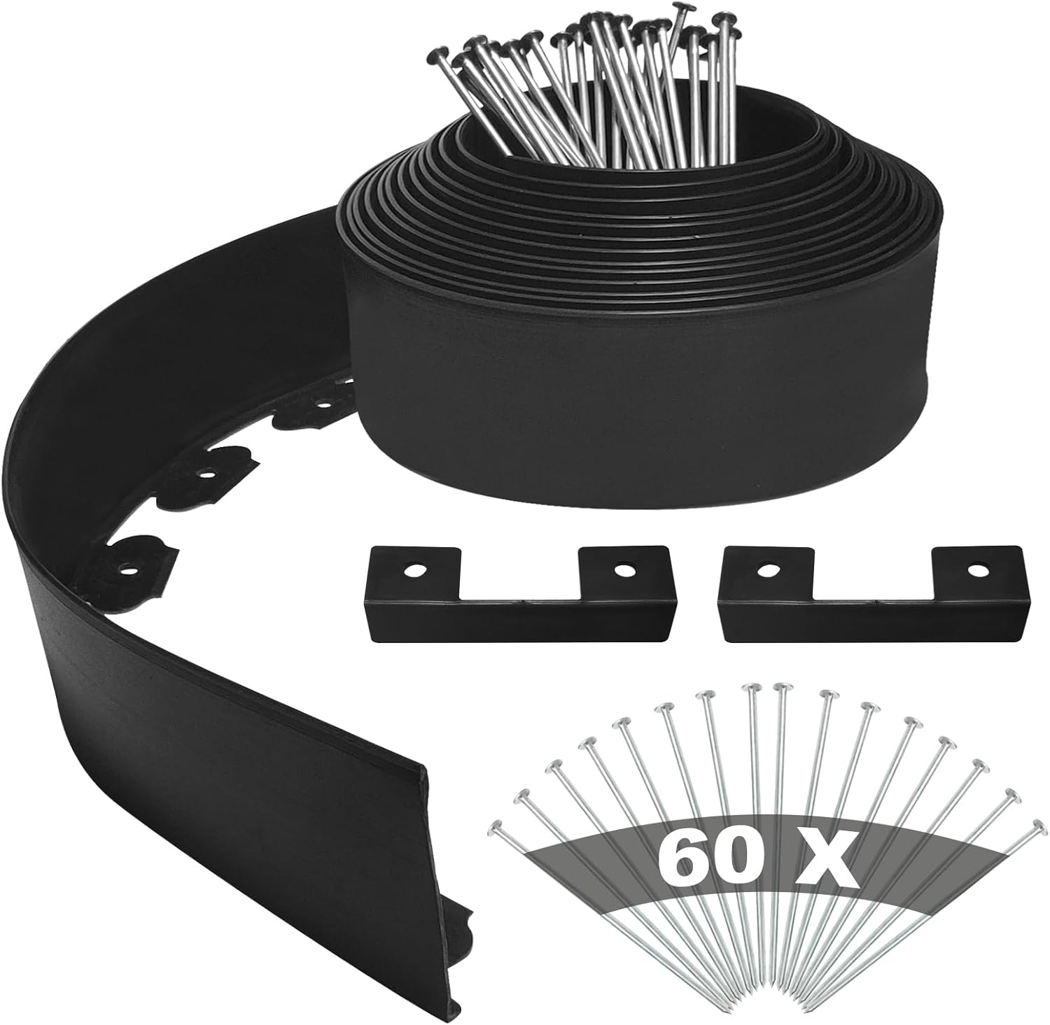 Kit de bordure de jardin flexible YEEBECA (10 cm de hauteur, 20 m de longueur) avec 60 piquets