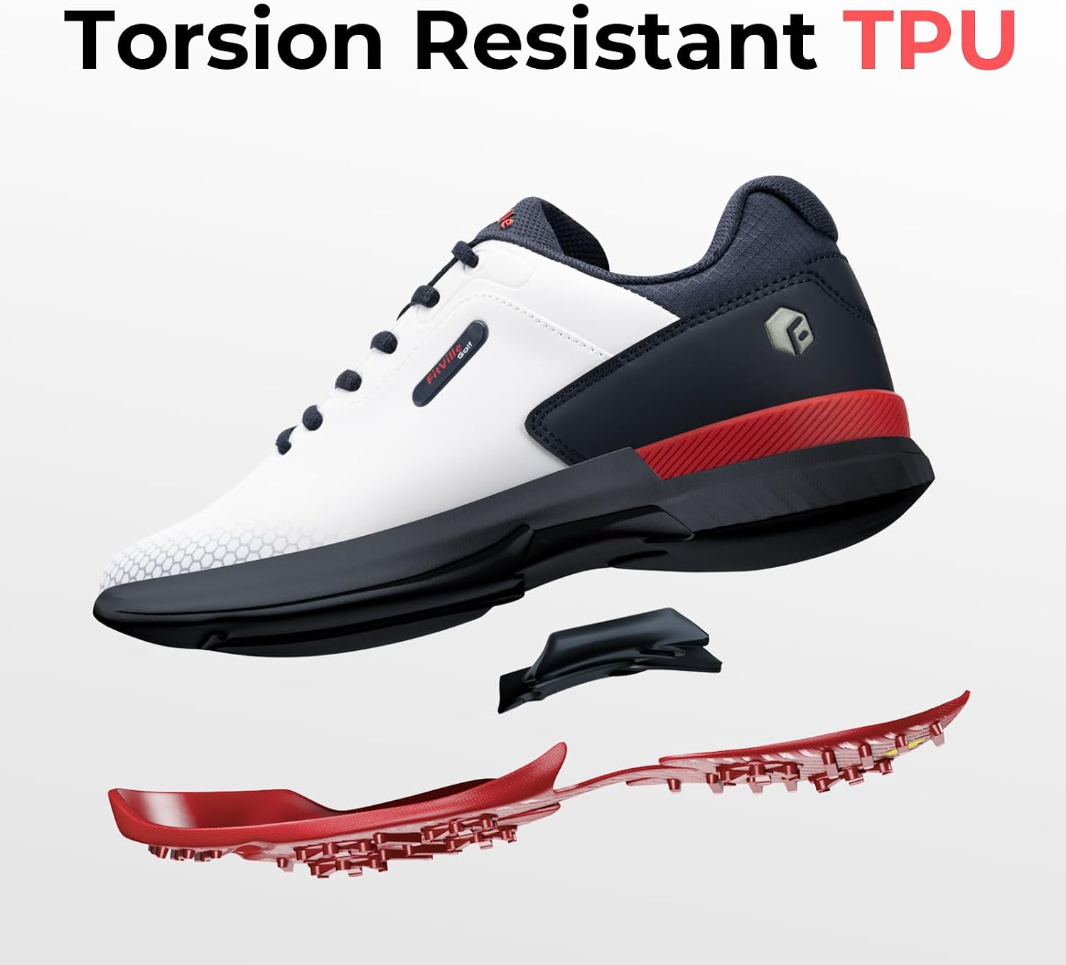 Detalle de FitVille Mens Golf Shoes: Extra Wide, Water-Resistant and Non-Slip for Outdoor Training