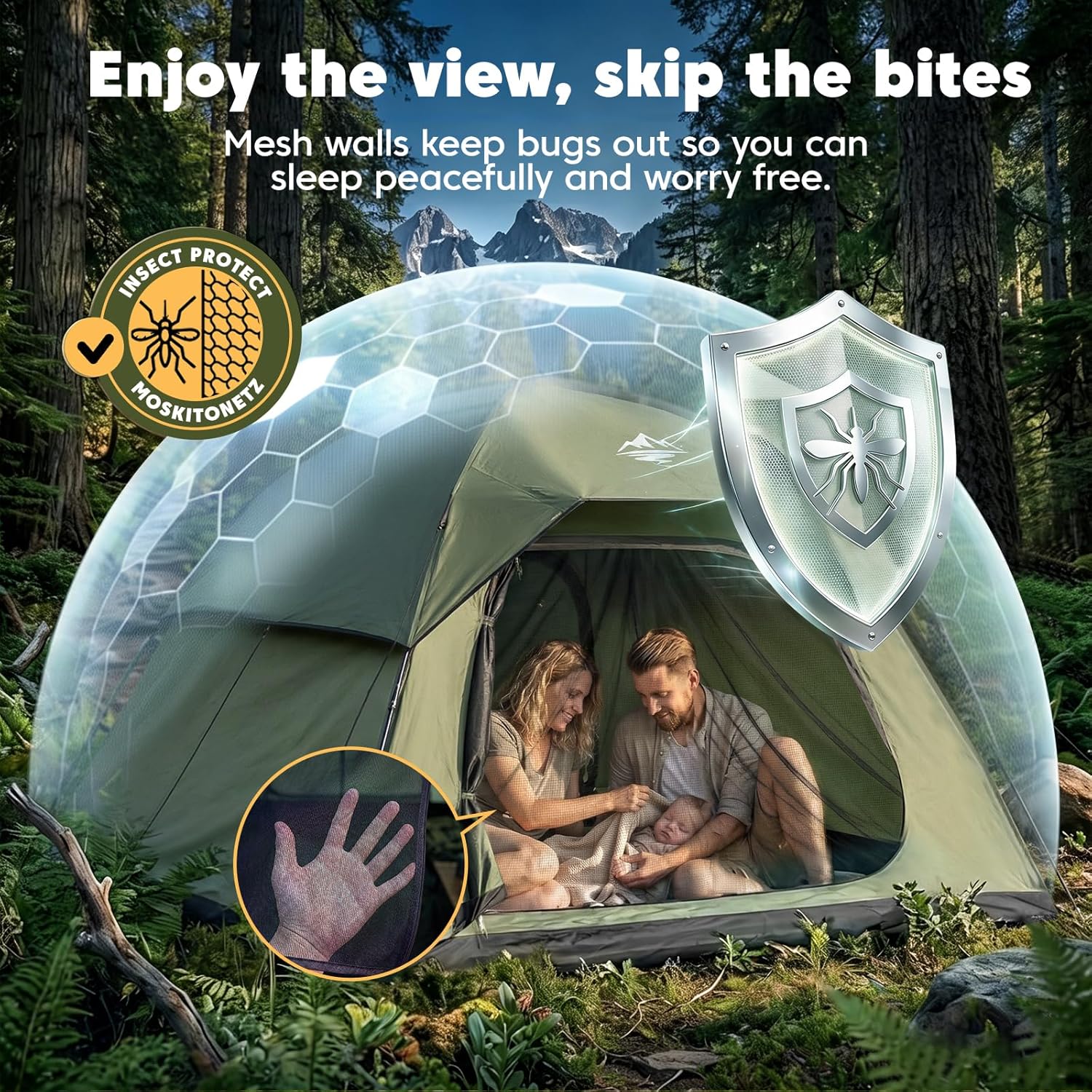 Detalle de Purebox Tents for Camping – 3/4 Man Tent Sundome Camping Tent with Rainfly