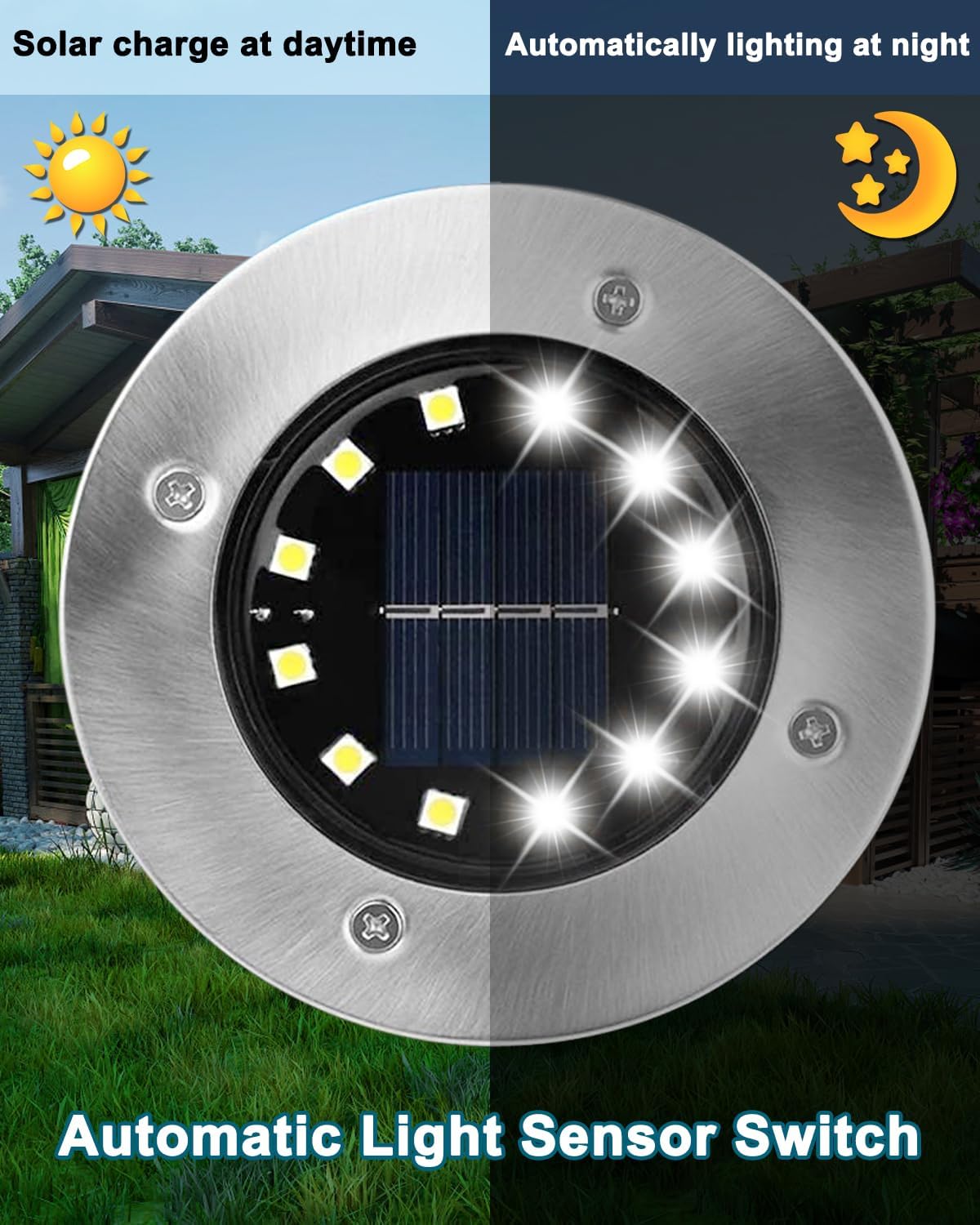 Thumbnail 1 de Bowfar 16er Set Solar-Bodenleuchten außen mit 12 LEDs, 3000K & IP65