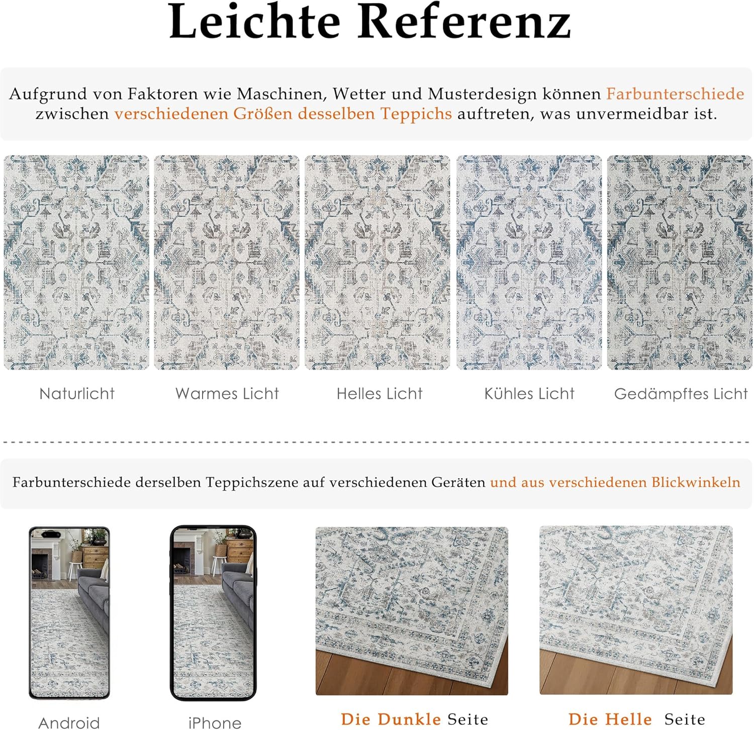 Thumbnail 1 de PureCozy Vintage Blauer Fussmatte 60x90cm