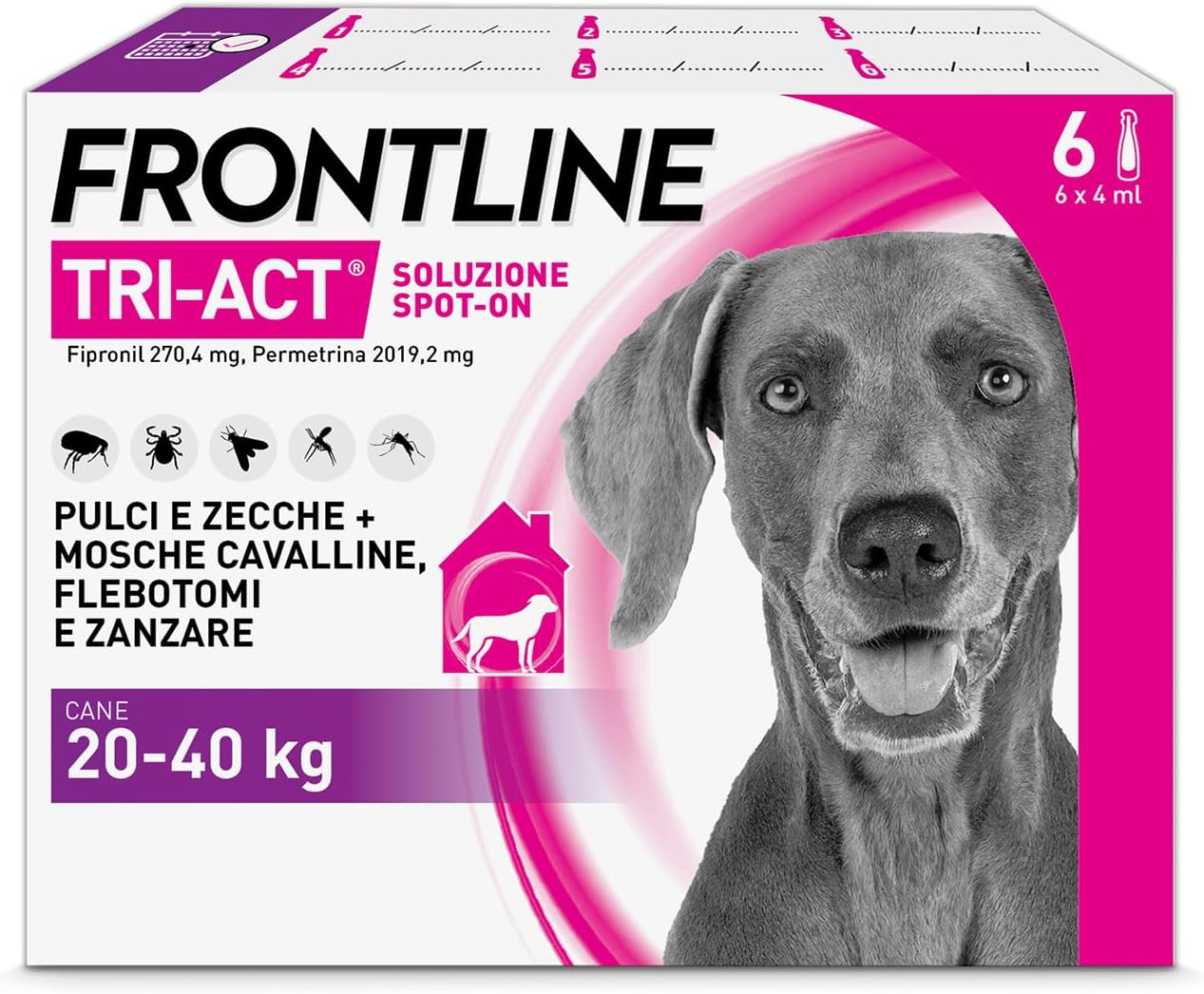 Detalle de FRONTLINE TriAct Cani Taglia L (20-40 kg) – Antiparassitario Tri-Act x6 contro zecche, pulci, pappataci e zanzare