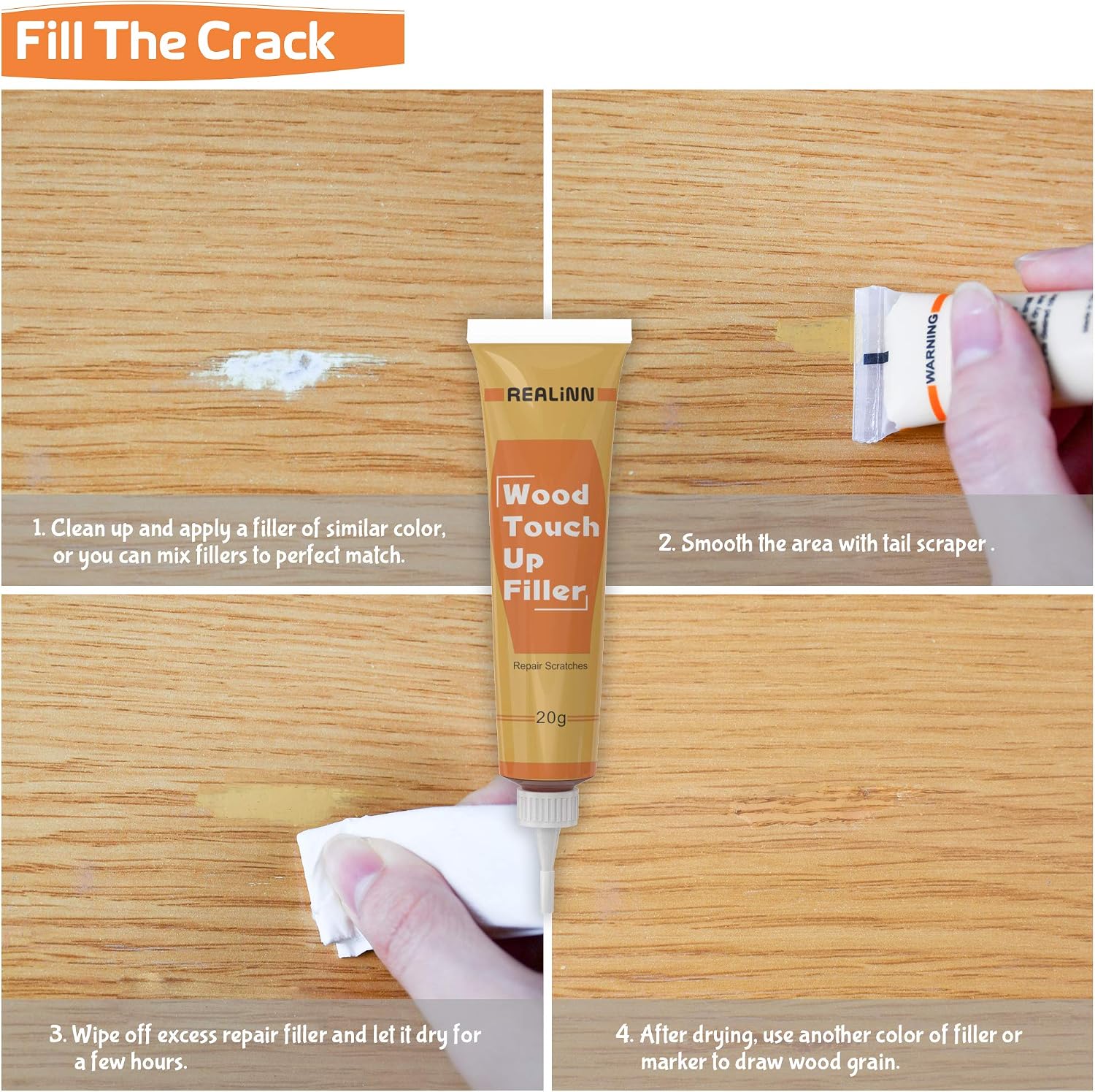 Thumbnail 3 de REALINN Wood Furniture Repair Kit — 28-Piece Set with Touch Up Markers, Fillers, Wood Putty, and More