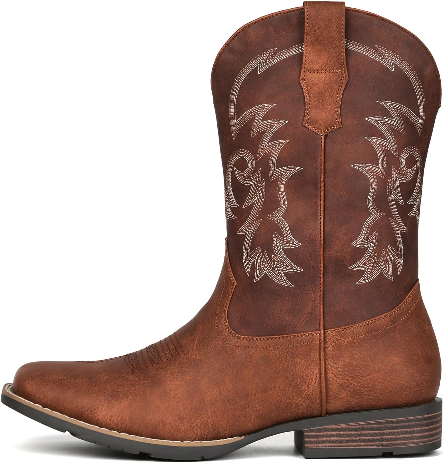 Detalle de IUV Men's Cowboy Boots, Square Toe with Classic Western Embroidery