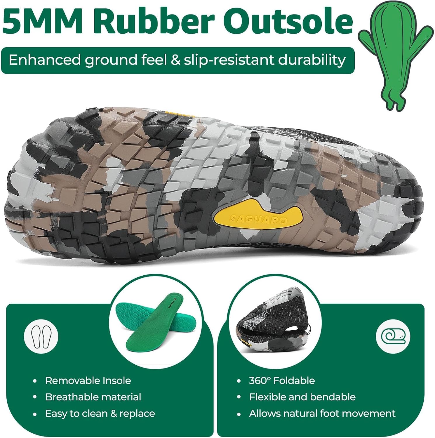 Detalle de SAGUARO Scarpe da trail running barefoot da uomo e donna con punta ampia