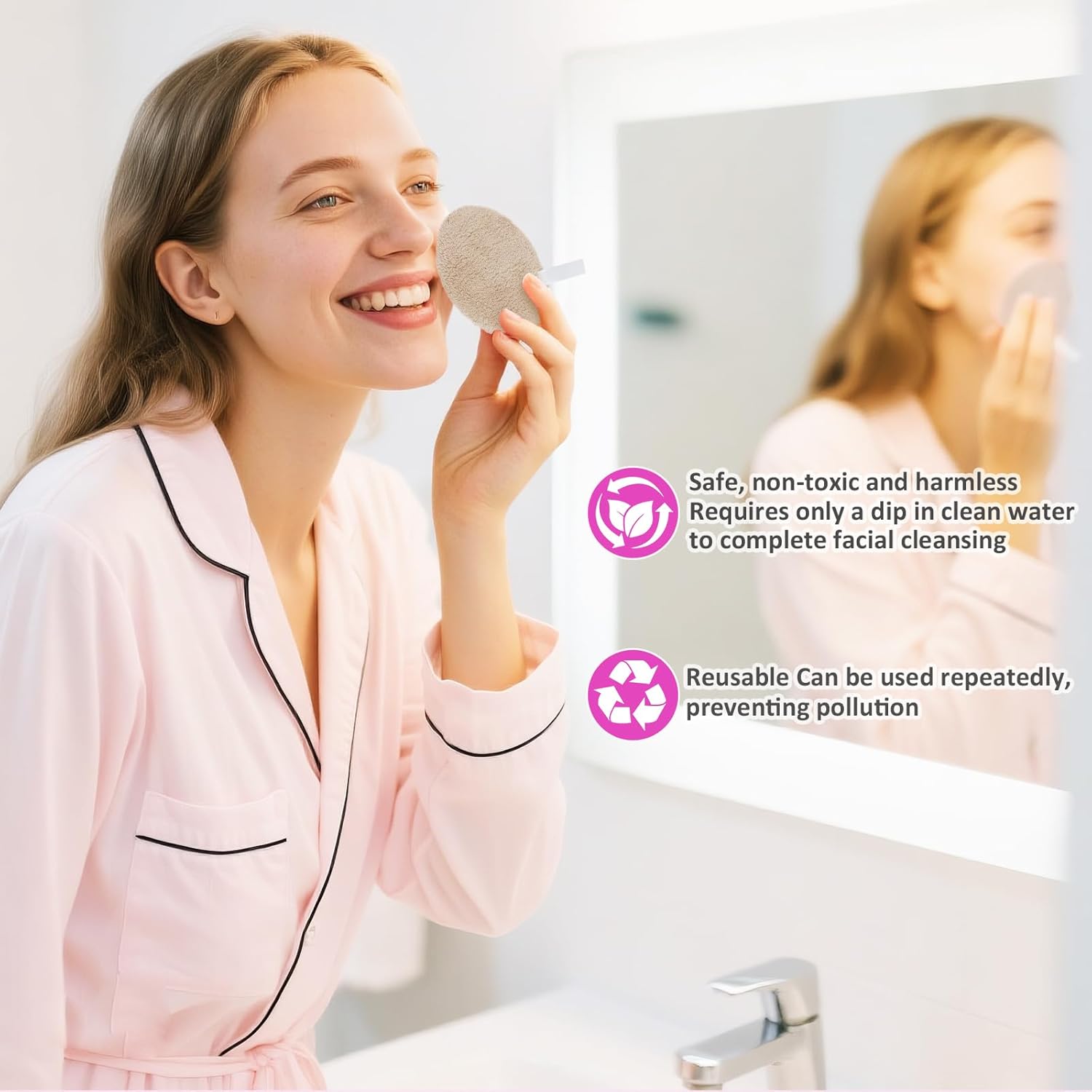 Thumbnail 5 de LOPHE 6 dischetti struccanti lavabili a doppia faccia in microfibra (beige) – riutilizzabili
