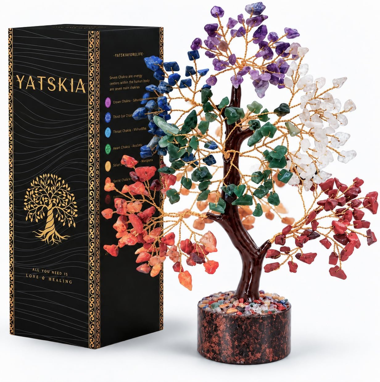 Detalle de YATSKIA 7 Chakra Crystal Tree 10-Inch