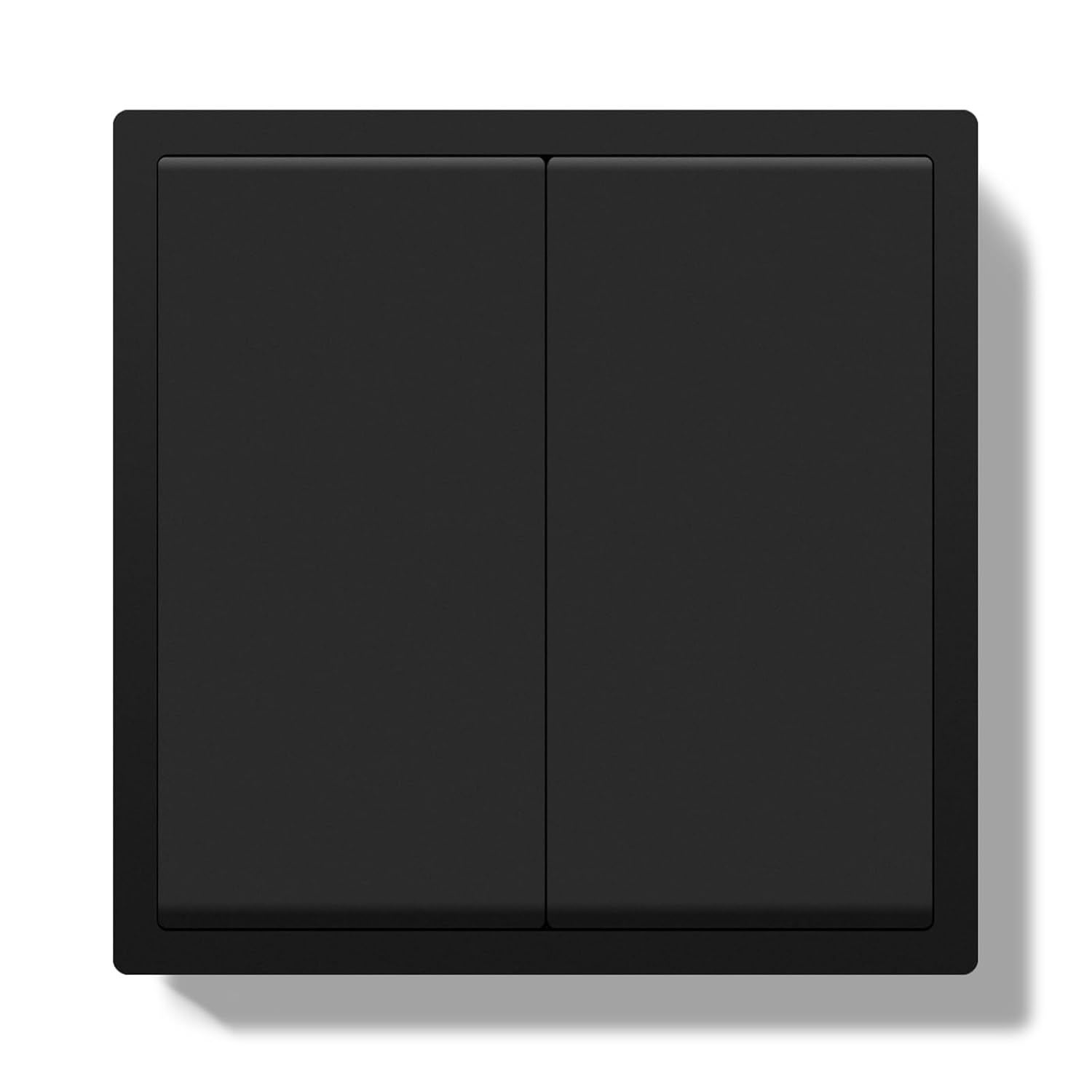 BSEED Lichtschalter Unterputz mit PC-Rahmen (2-fach, 2-Wege) in Schwarz – 80x80 cm
