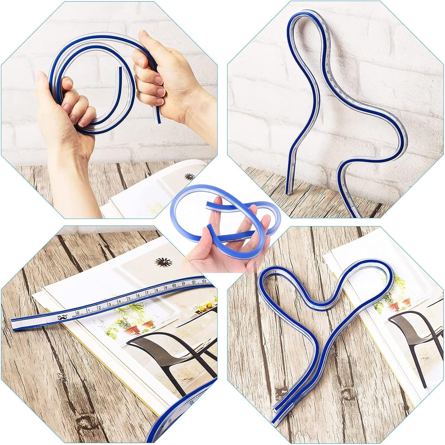 Thumbnail 6 de Lwtsrp flexibele curve-linialen, set van 2 met PVC en dubbele schaal