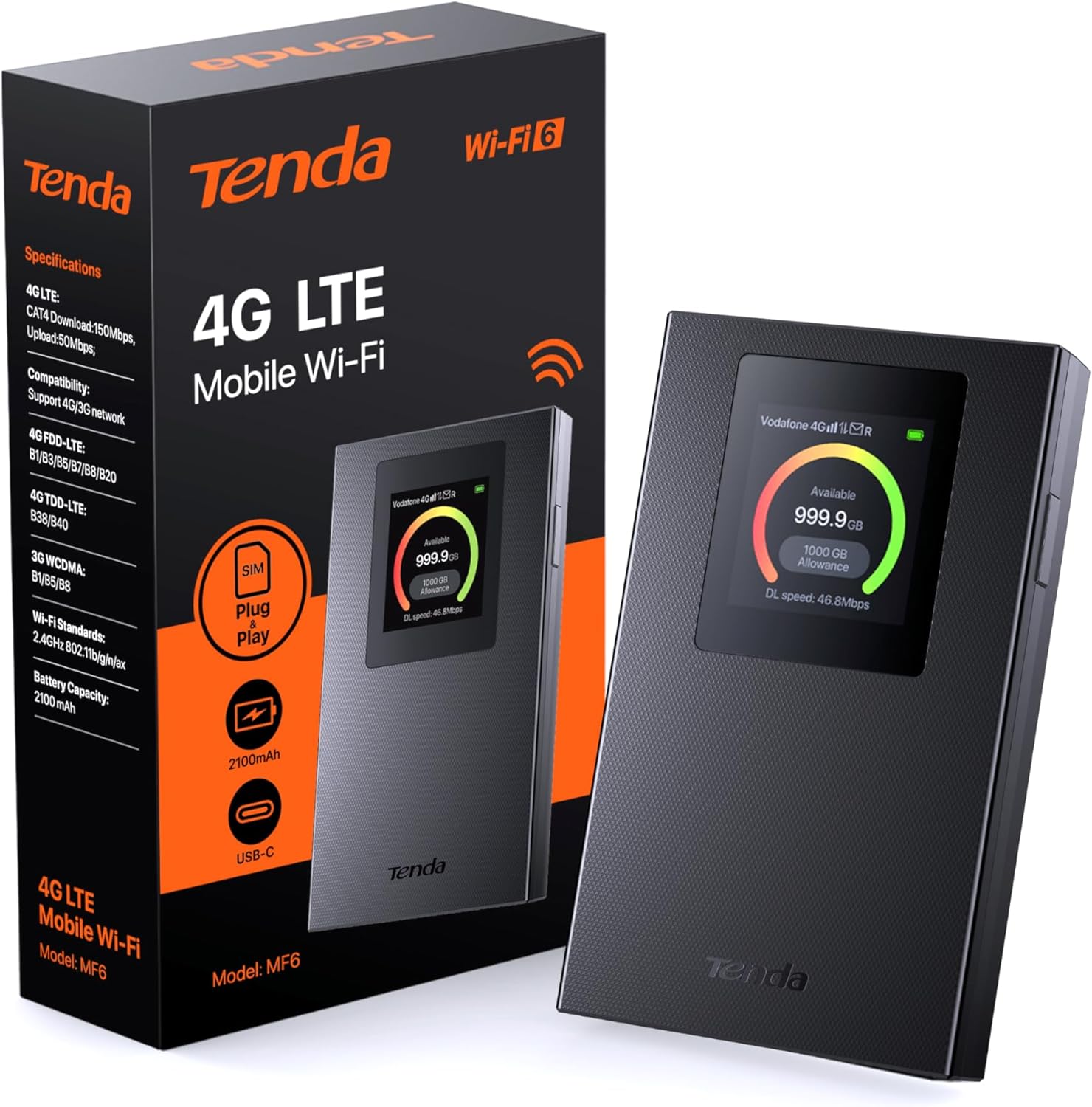 Thumbnail 2 de Tenda 4G06: Router 4G LTE Cat4 con SIM, Wi‑Fi 300 Mbps e VoLTE per casa, camper e backup