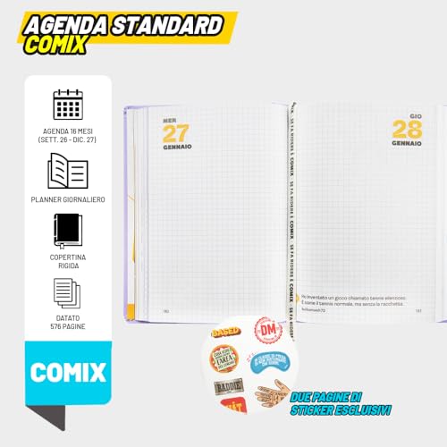 Detalle 2 de COMIX Agenda 2027 Giornaliera 16 mesi – Copertina rigida, 576 pagine, 13x17,8 cm
