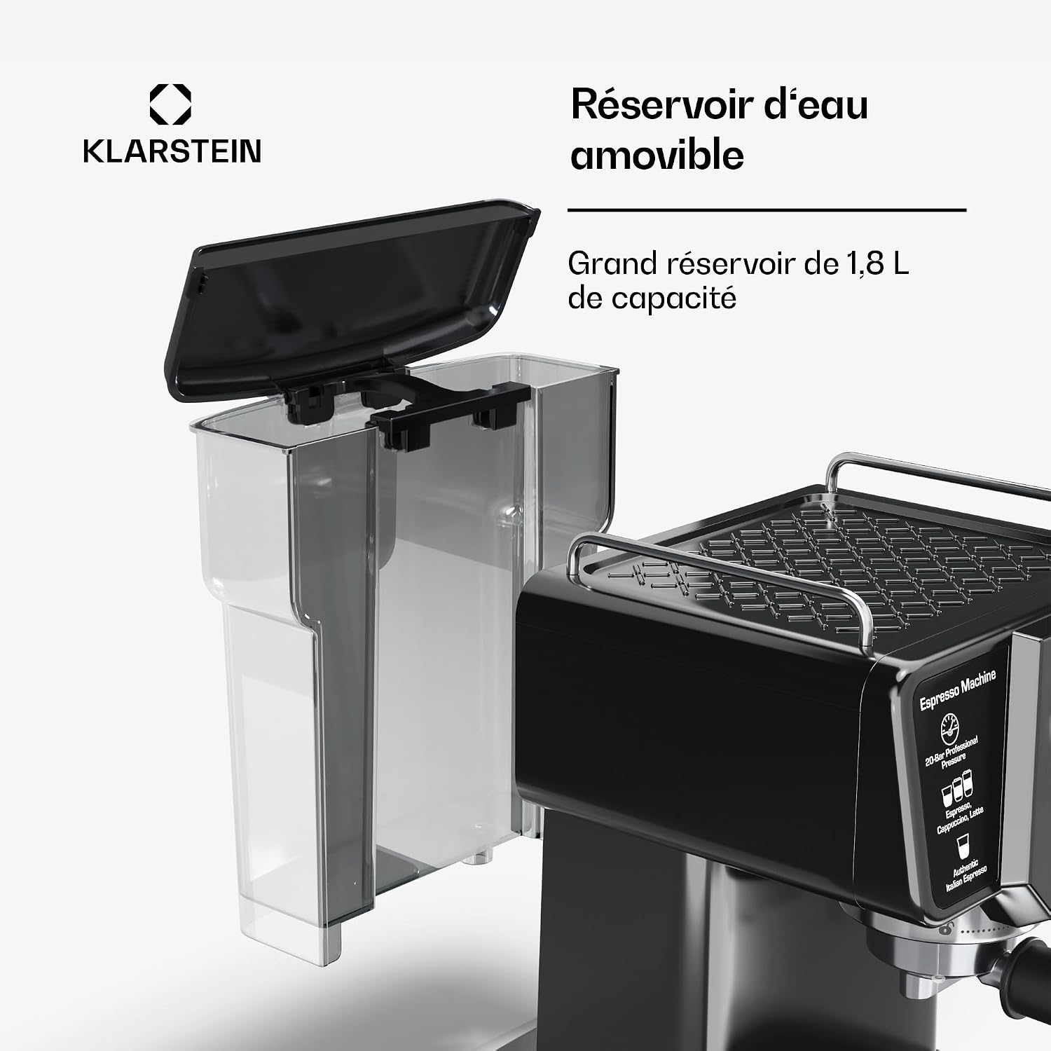 Detalle 1 de Klarstein Libeica TK57-LibeicaBlack espressomachine met 19 bar en stoompijpje