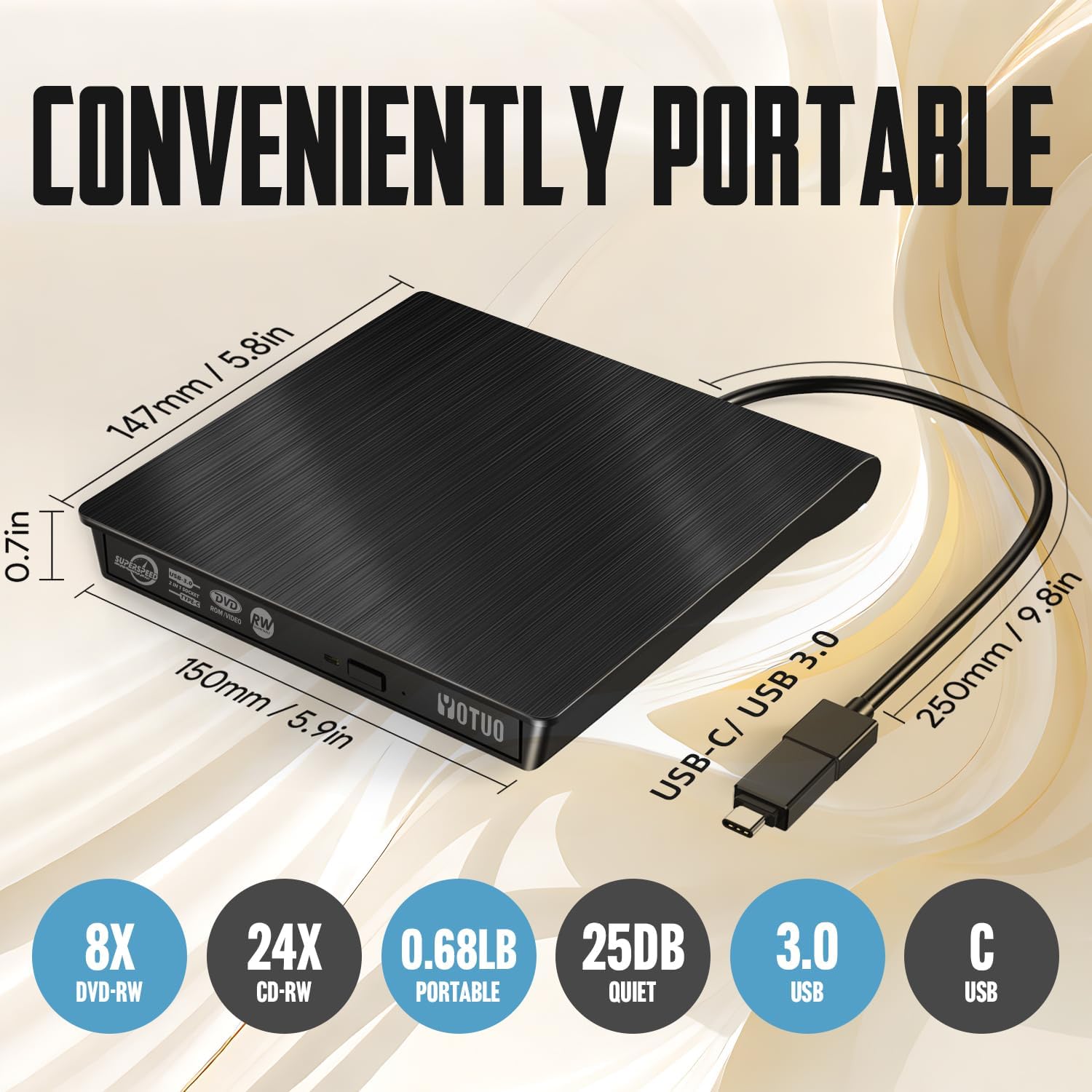 Thumbnail 4 de YOTUO IDD029-2 Portable USB 3.0 CD/DVD Drive