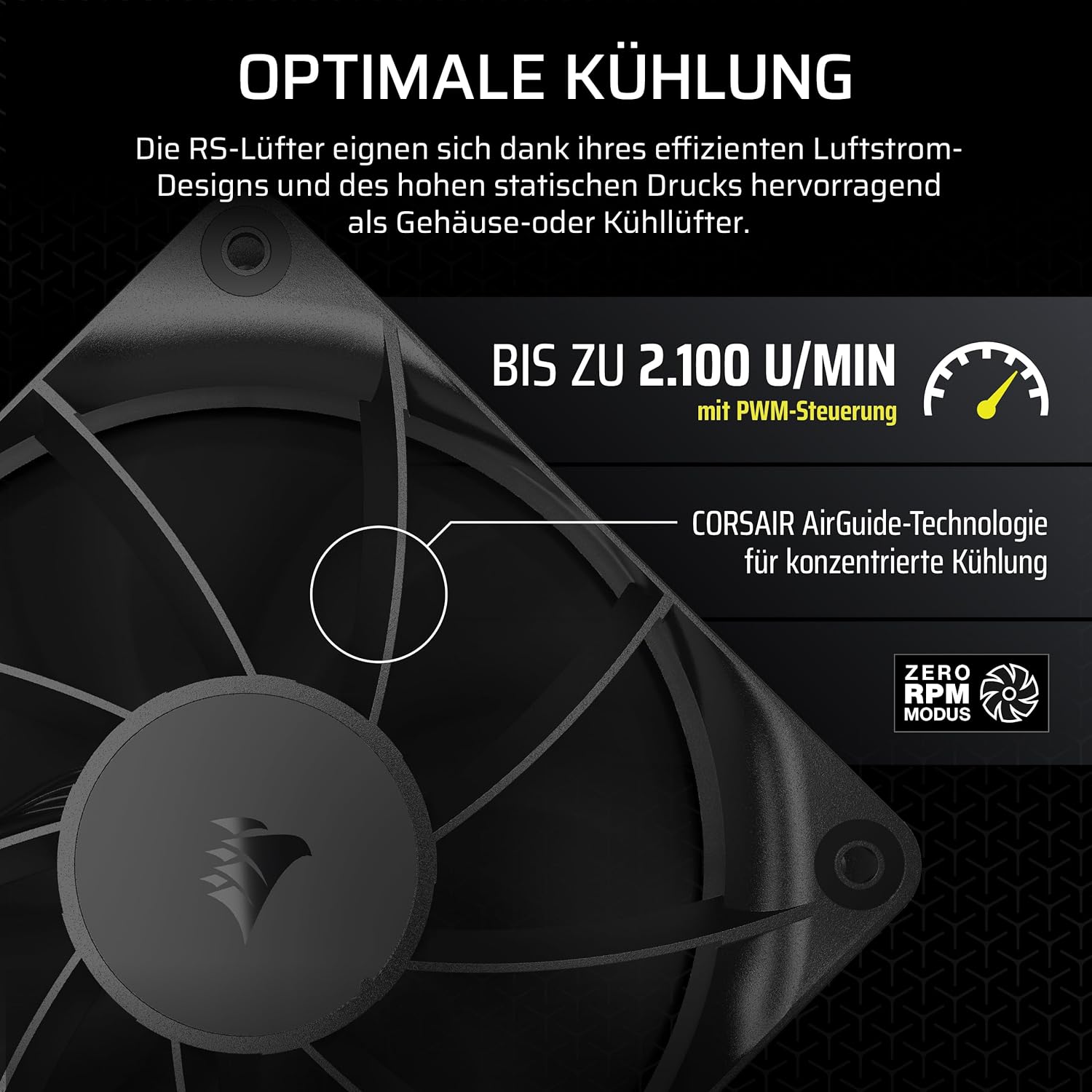 Thumbnail 3 de CORSAIR RS120 120mm PWM Lüfter – Daisy-Chain, 3er Pack, geräuscharm