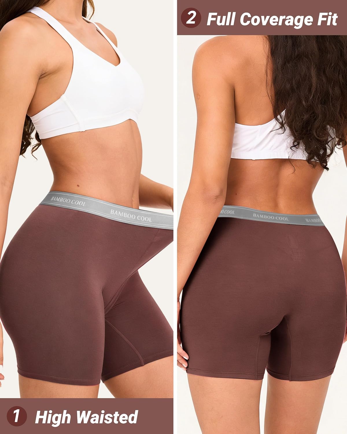 Thumbnail 5 de BAMBOO COOL Women's Boyshort Underwear, High-Waisted Bamboo Stretch 5-Pack
