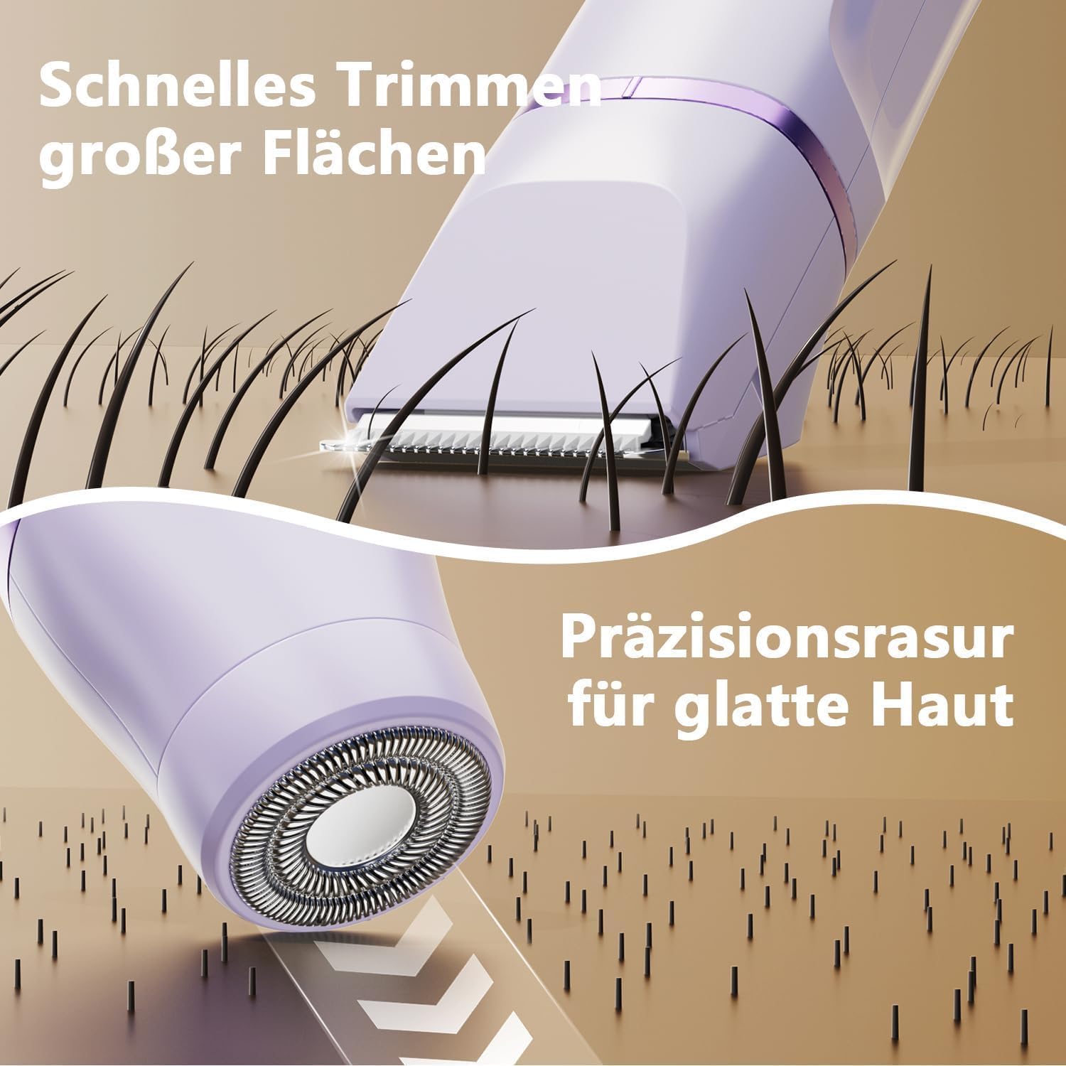 Detalle de Intimrasierer für Frauen – 2-in-1 Elektrischer Damenrasierer mit Präzisions-Trimmer, IPX7 wasserdicht