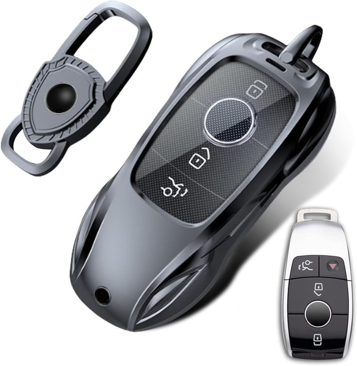 Thumbnail 2 de HANSTRONG GEAR Key Fob Case Cover: 360° Metal Protection for Mercedes-Benz Keys (Dark Grey)