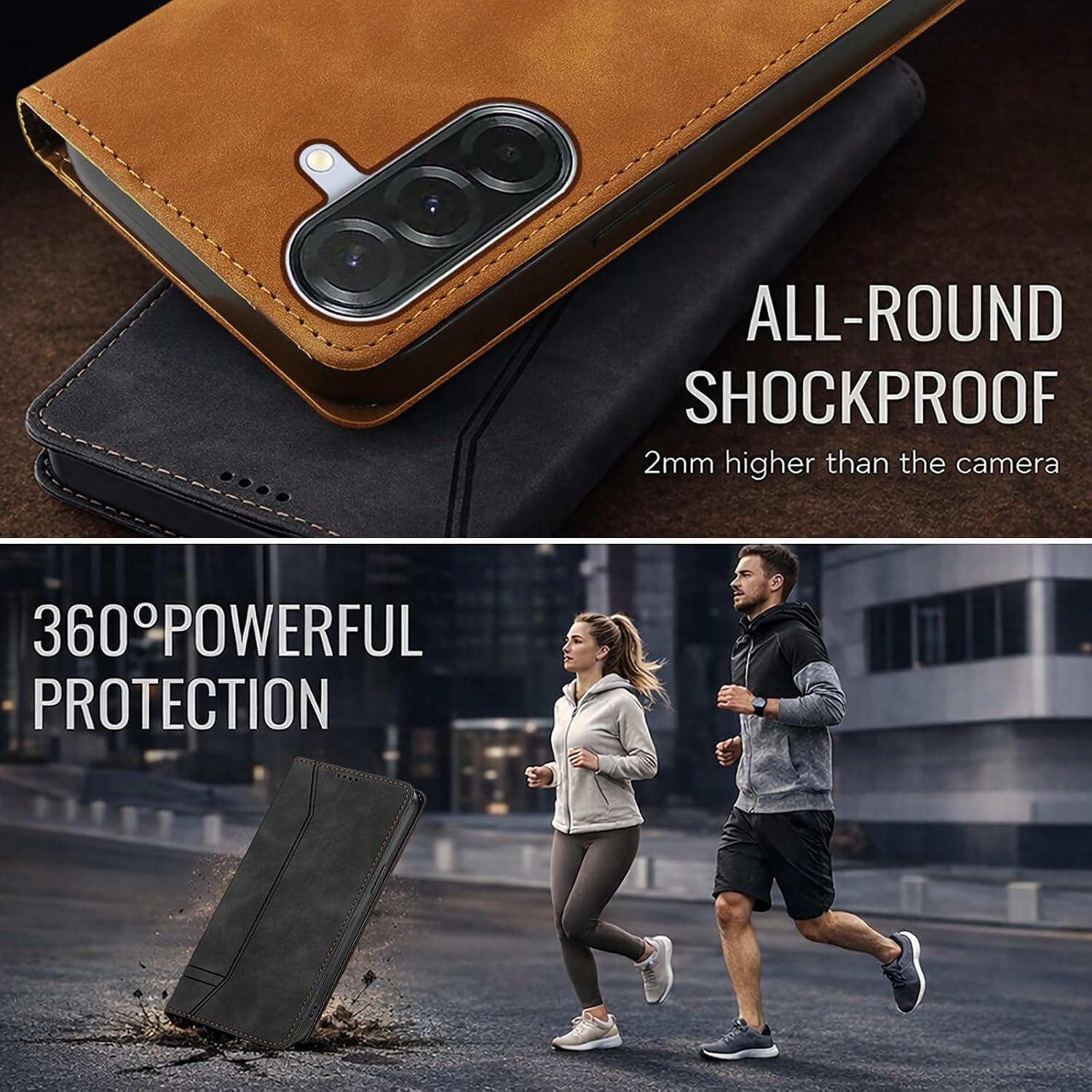 Detalle 2 de Galaxy A16/A17/A26 Flip Wallet Case with Stand – TPU Leather Minimalist