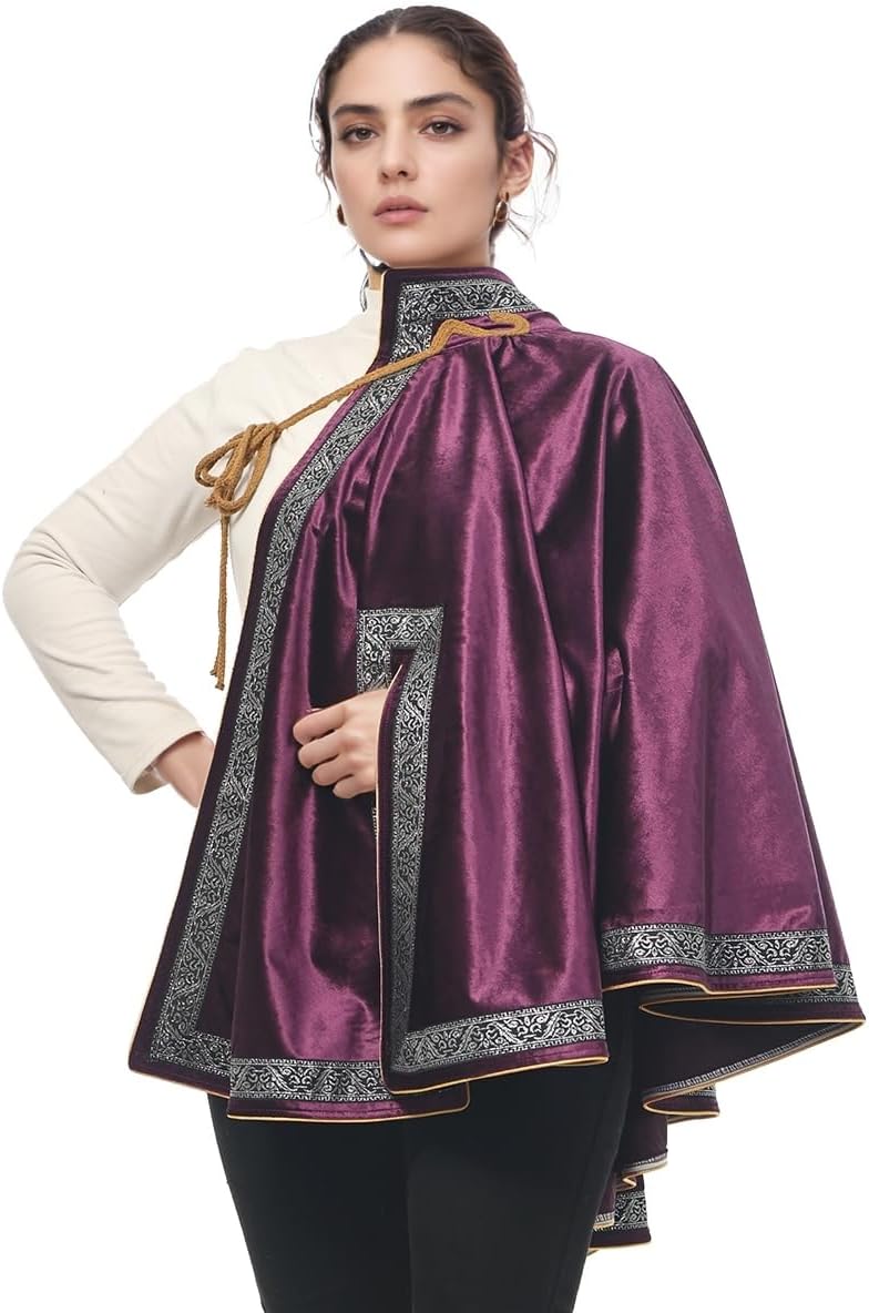 UniqKaliber Cape médiévale demi-épaules steampunk – châle Renaissance à lacets pour costume