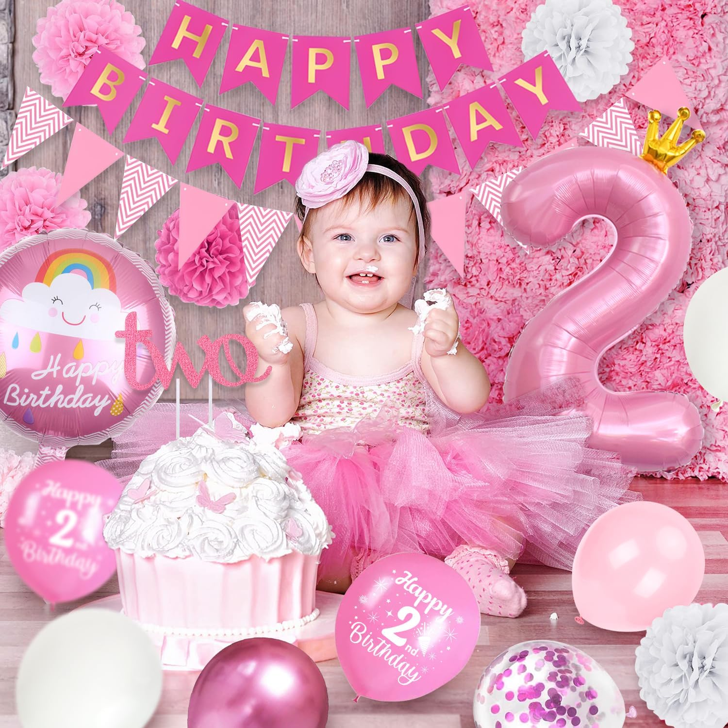 Thumbnail 2 de 2nd Birthday Decorations for Girls Pink Set