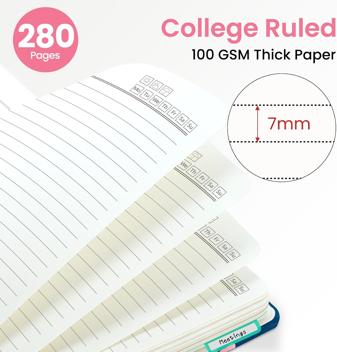 Detalle 2 de ZOTIA 5-Subject Spiral Notebook, 8.5 x 11, 280 Pages, Coral Garden