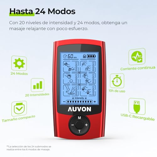Thumbnail 5 de AUVON TENS Electroestimulador Recargable con 24 Modos 💪