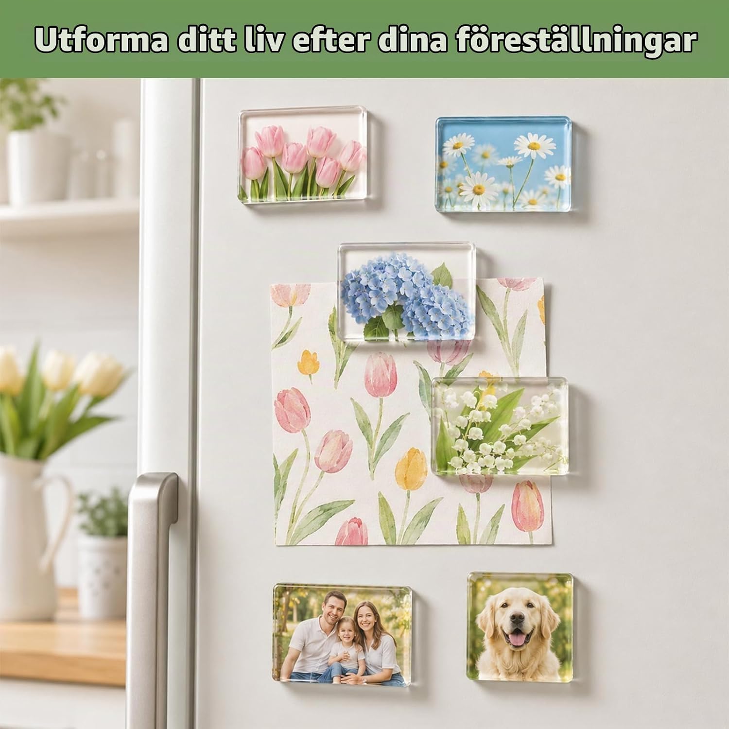 Detalle de Brizuf DIY-kylskåpsmagneter i akryl, 25 delar i två storlekar