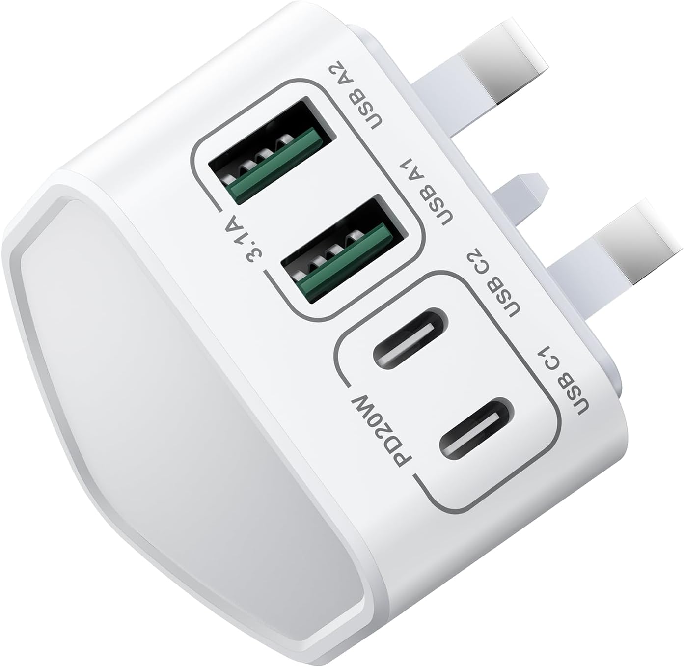 Detalle de 40W 4‑Port USB‑C Charger UK plug