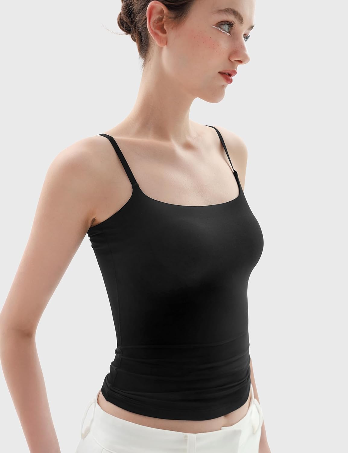 Thumbnail 1 de PUMIEY Women’s Square Neck Tank Top (Sharp Collection) with Adjustable Spaghetti Straps
