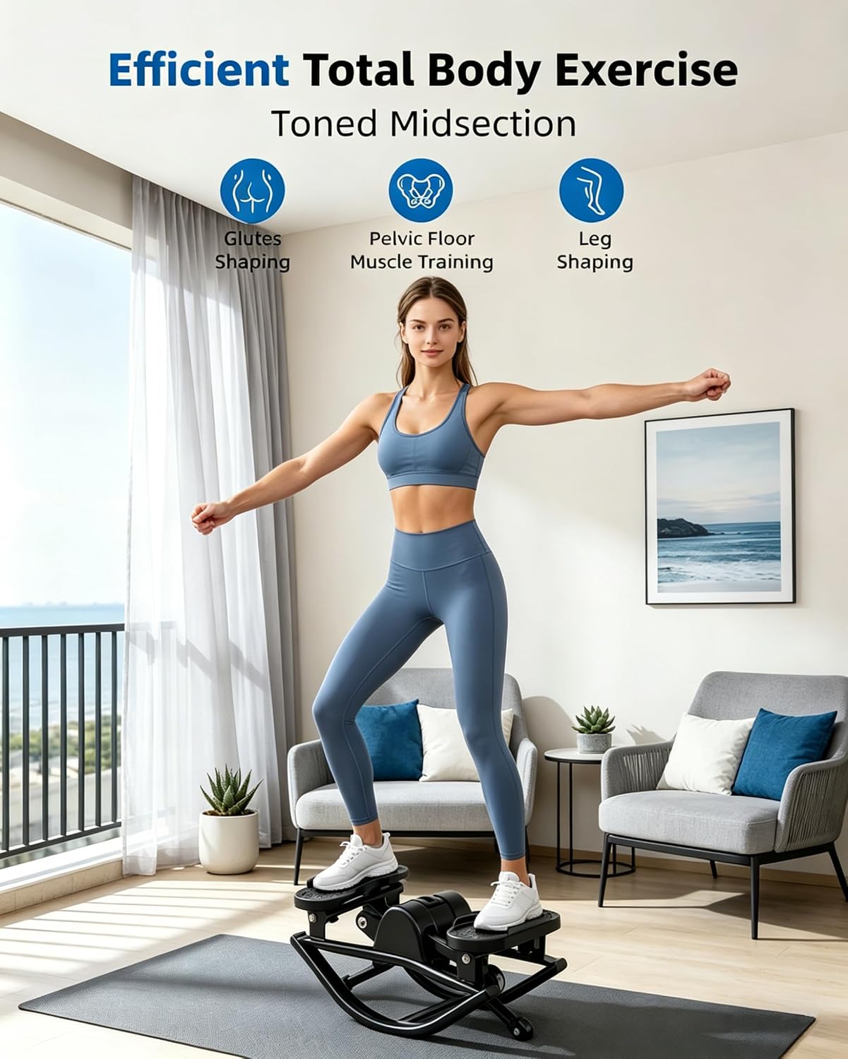Detalle 1 de XAOYAO C6048 Side-to-Side Stepper with Resistance Bands and LCD Monitor