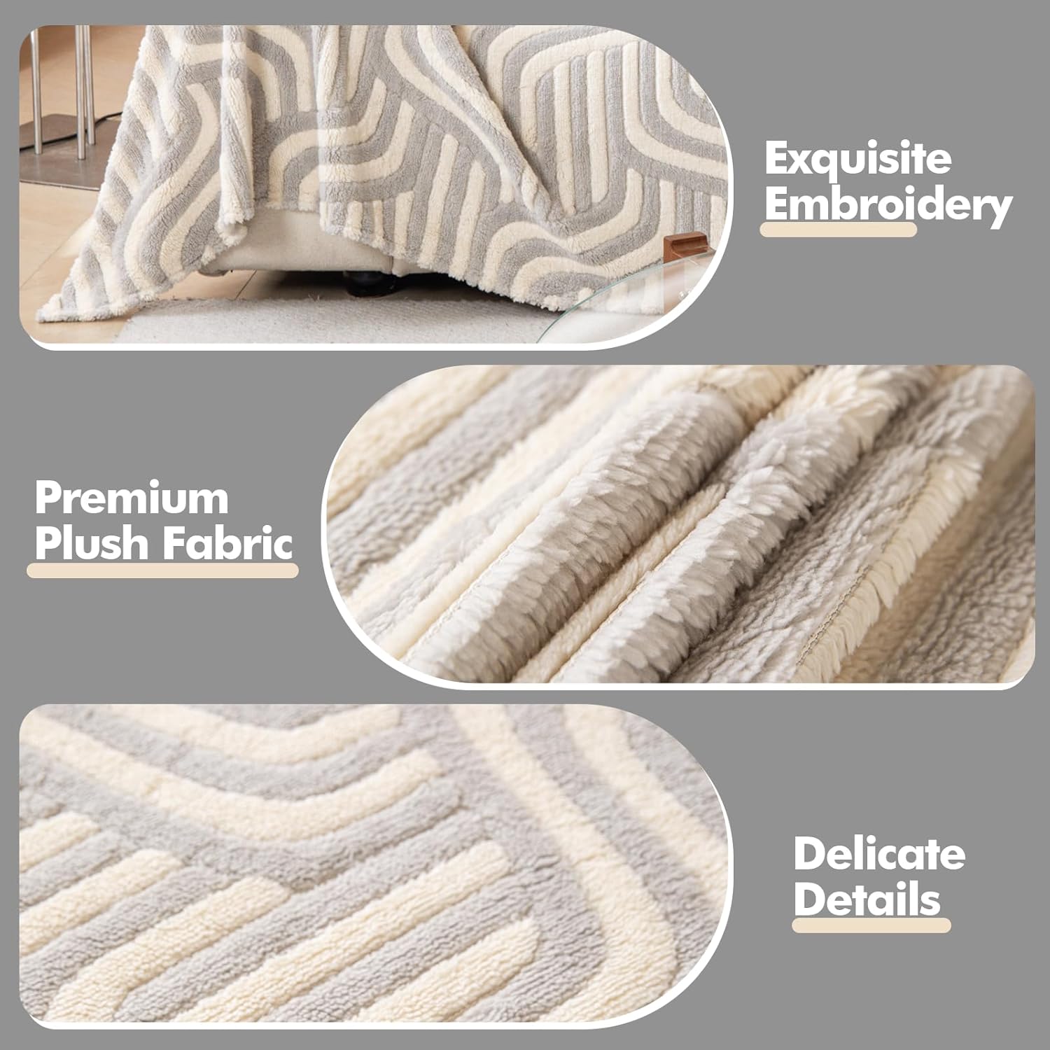 Thumbnail 5 de Housse de canapé WEYOND en peluche douce (antidérapante, lavable) grise claire 180 × 300 cm