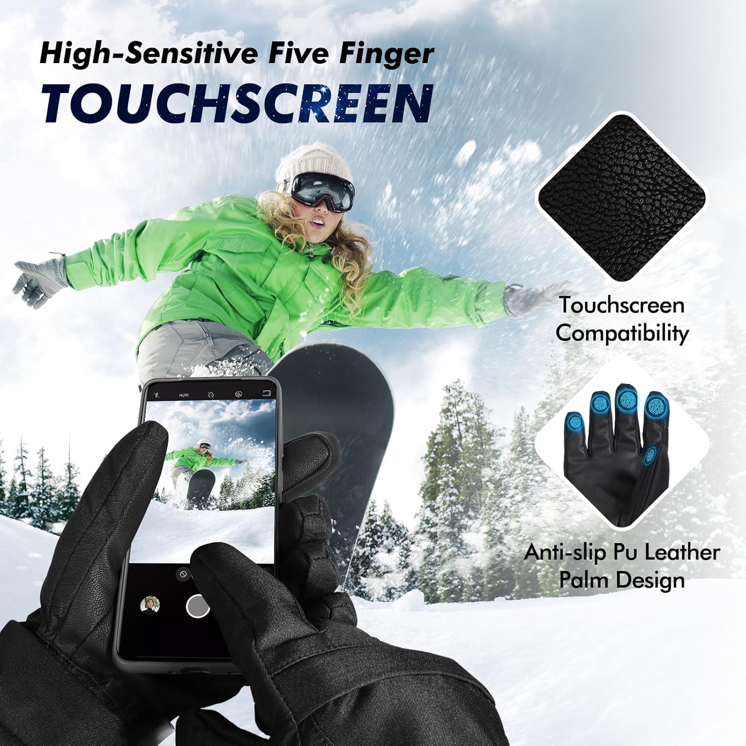Thumbnail 2 de Pnosnesy Ski Gloves waterproof, unisex ski gloves