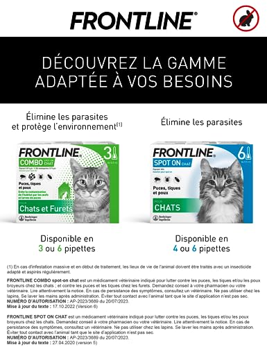Detalle de Frontline Combo Chat – Anti-puces, tiques et poux pour chats et furets (6 pipettes)