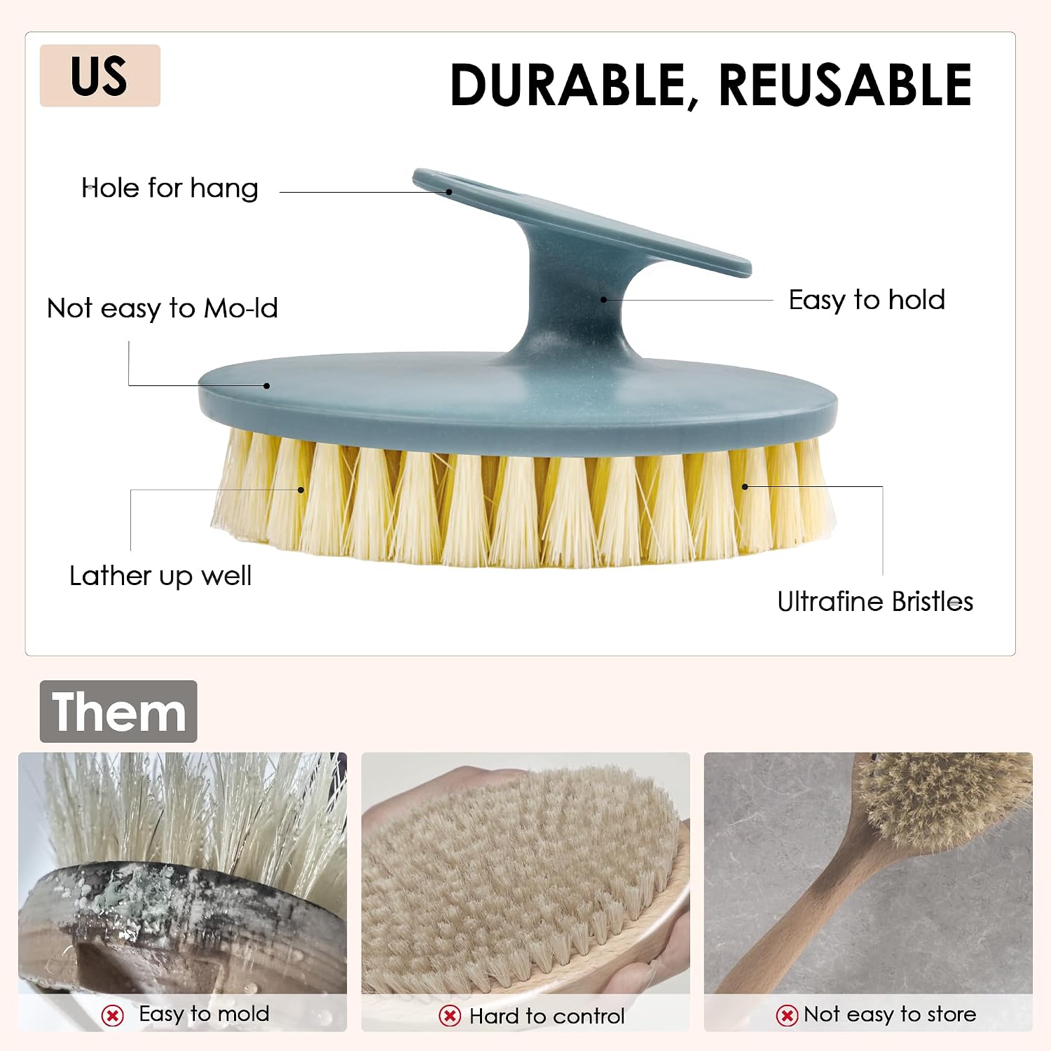 Detalle de INNERNEED Körperschrubber aus weichem Silikon (lebensmittelecht) für Dusche & Handreinigung