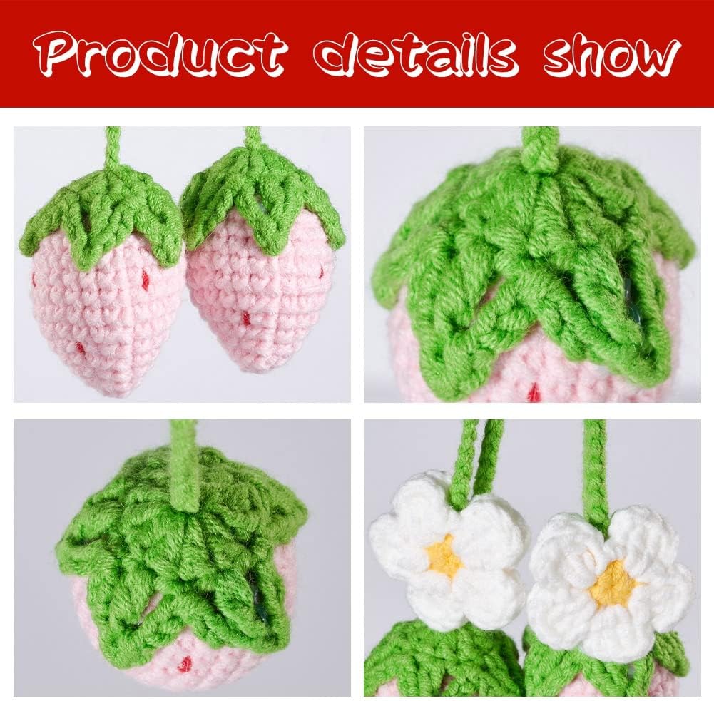 Thumbnail 4 de JSCARLIFE Strawberry Crochet Car Hanging Charm 3.5cm