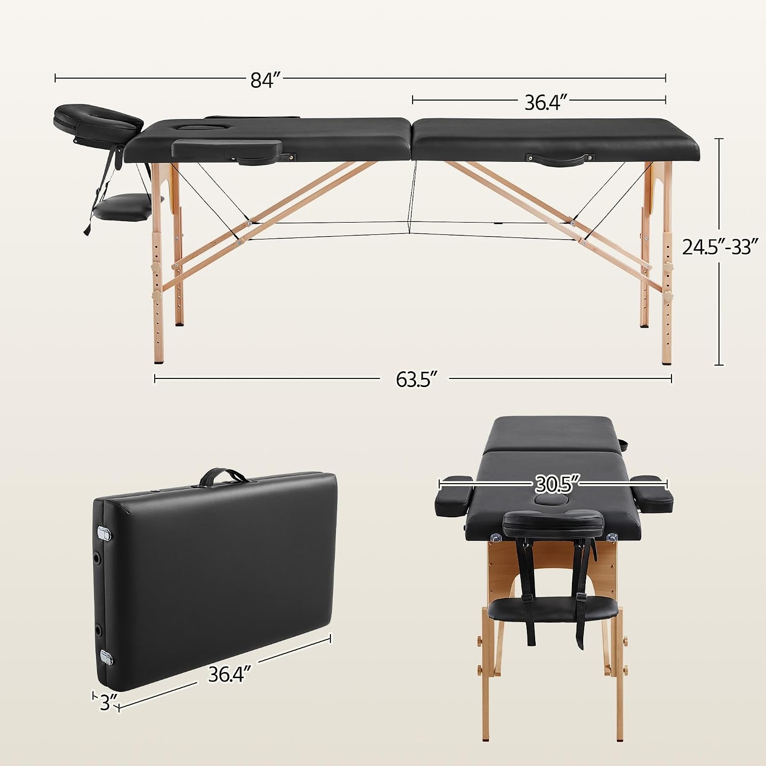 Detalle de Yaheetech Foldable Massage Table, 58 cm