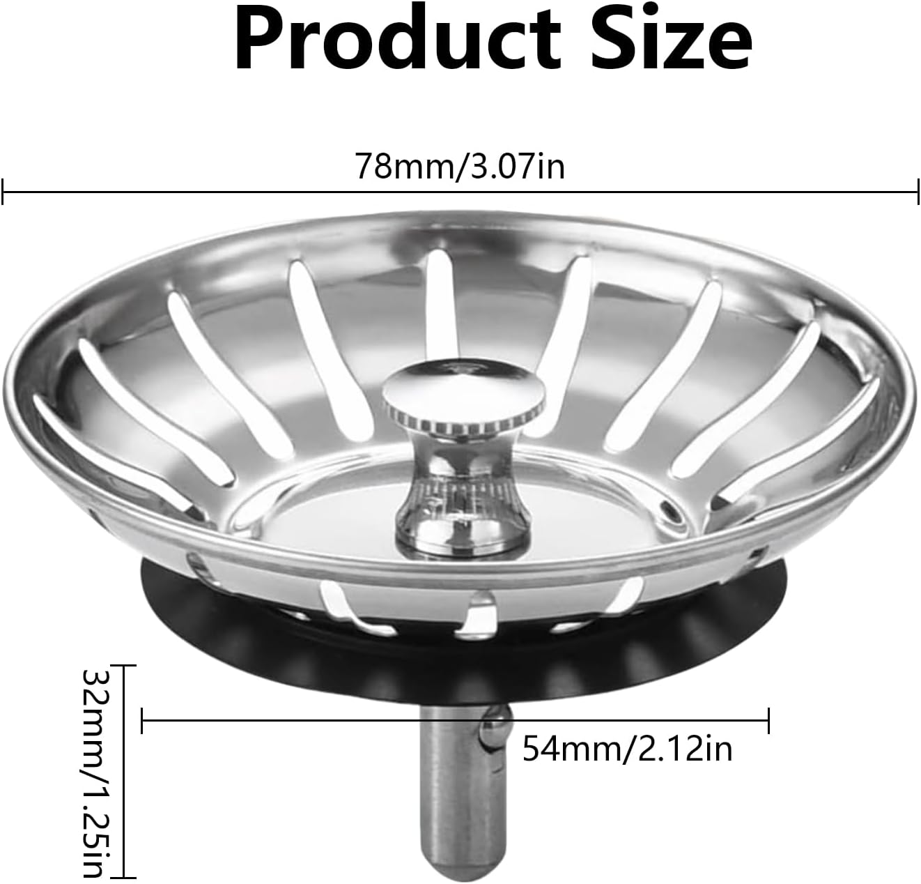 Detalle de Sink Plug Strainer, 78mm Stainless Steel Sink Stopper and Filter – Dual Function with Fine Mesh
