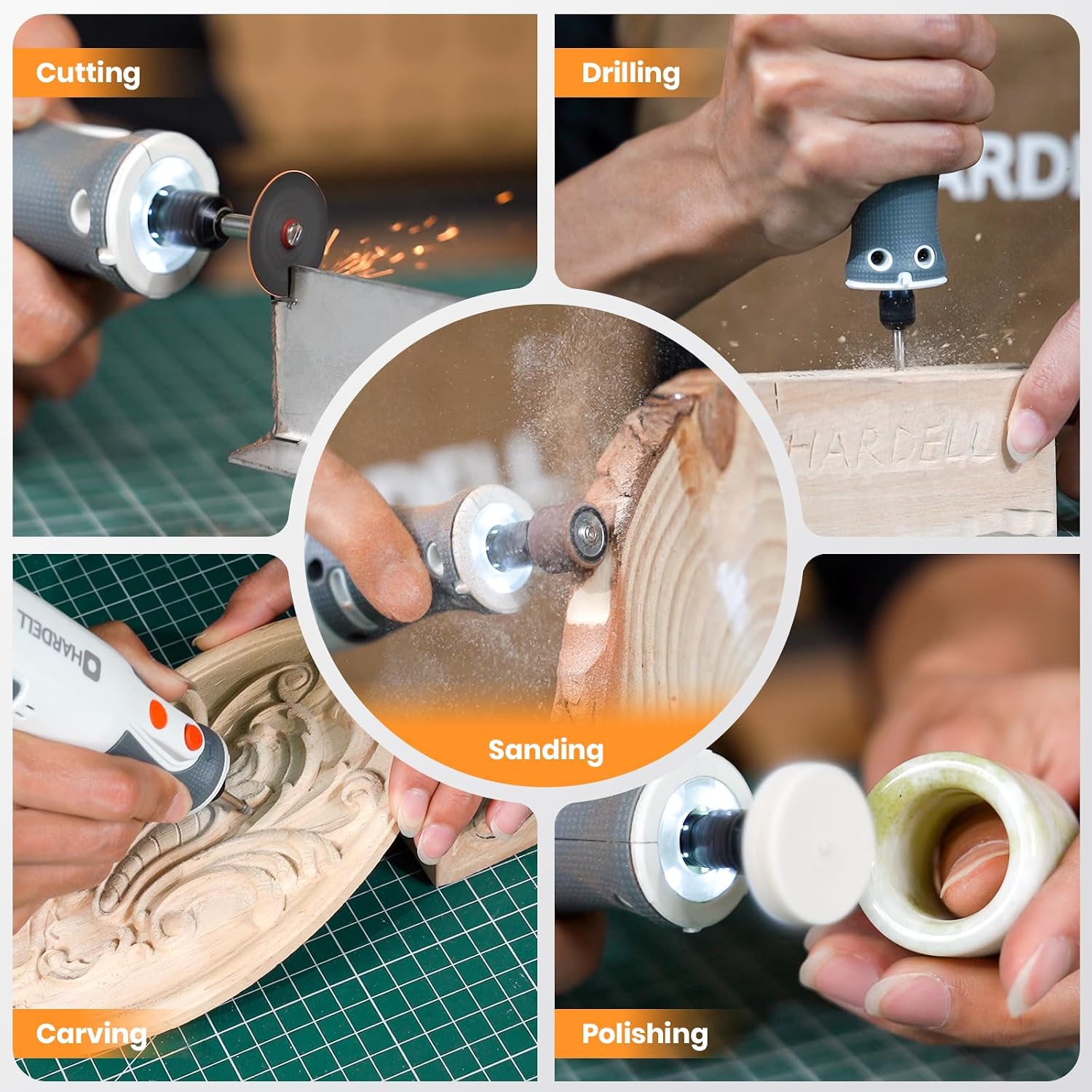 Thumbnail 5 de HARDELL 8V Cordless Rotary Tool, 5 Speeds, 42 Accessories and LED Ring Light