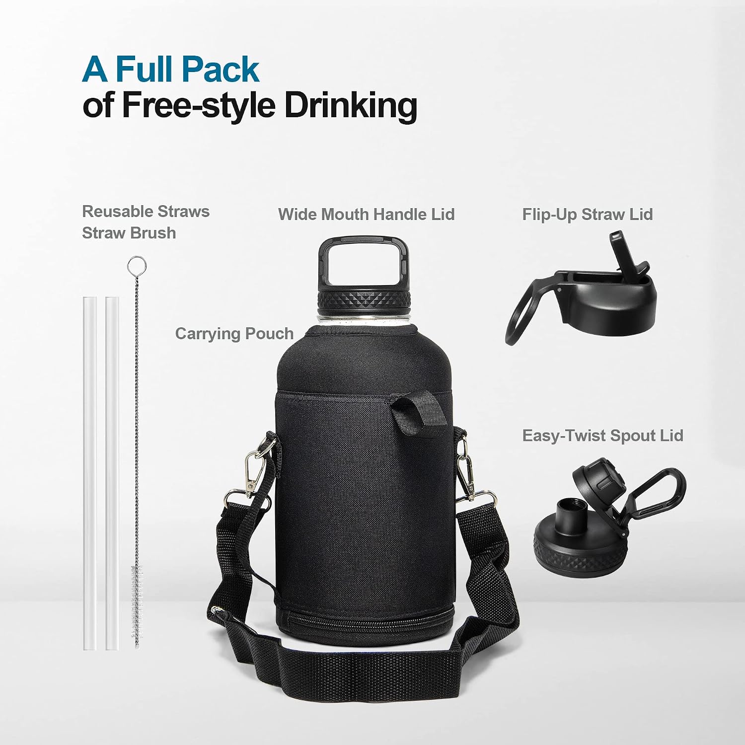 Detalle de Coolflask Long-lasting Insulated Water Bottle, 64 oz, Triple-Wall Steel