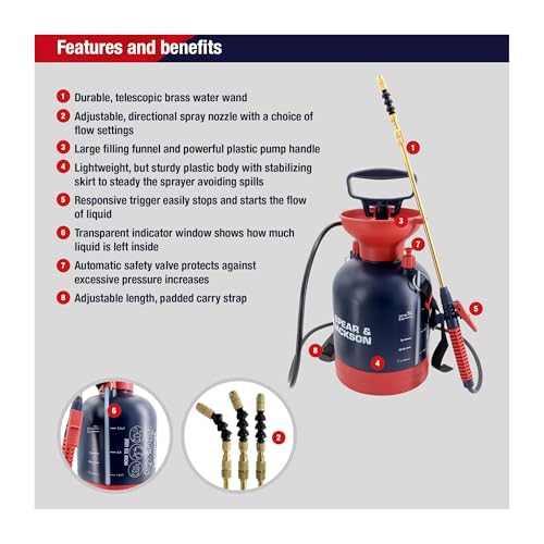 Thumbnail 1 de Spear & Jackson 3LPUMP Nebulizzatore a Pressione Manuale da 3 litri con Lancia in Ottone Telescopica e Tracolla
