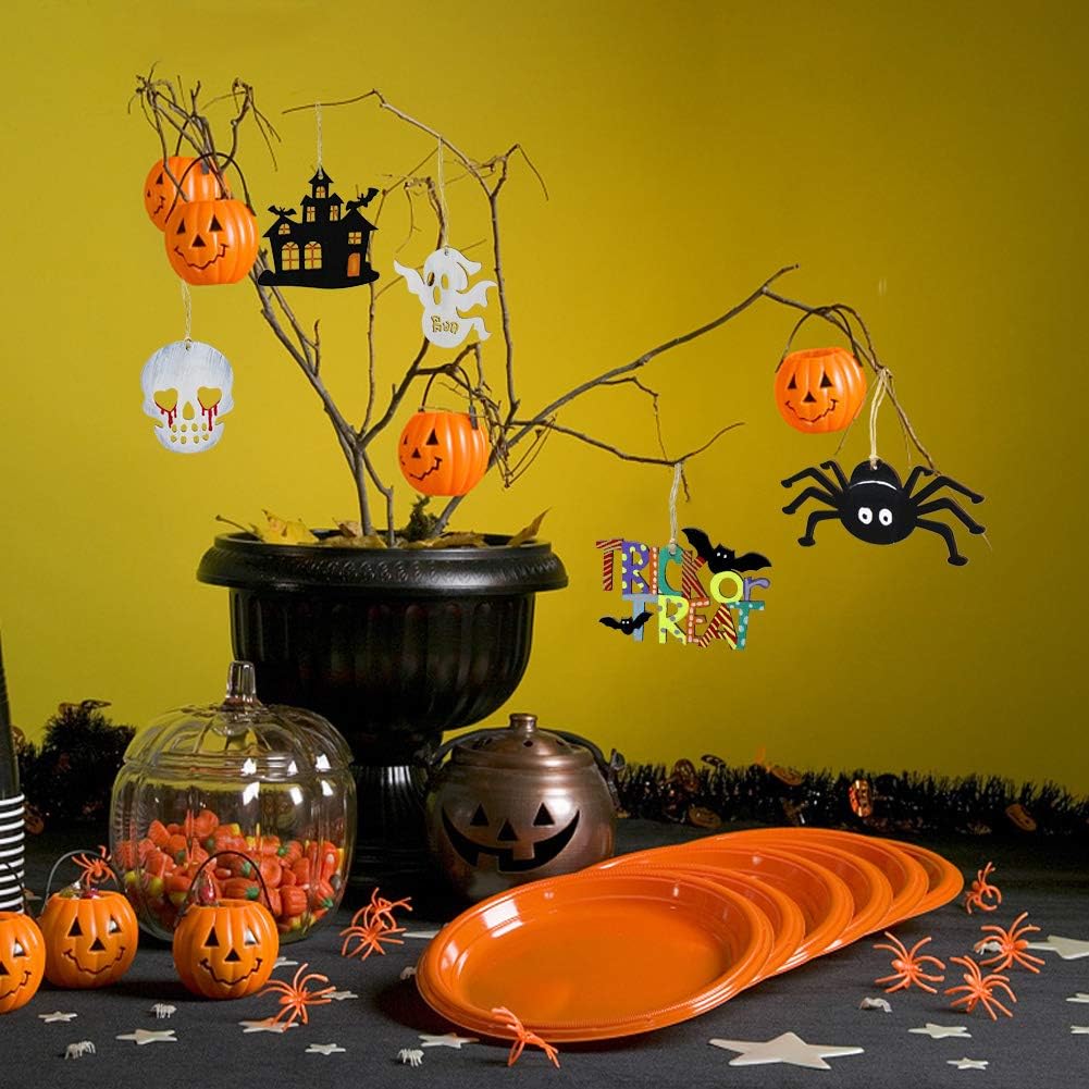 Detalle 1 de Hidreas Halloween Wooden Ornaments, 60-Piece Set