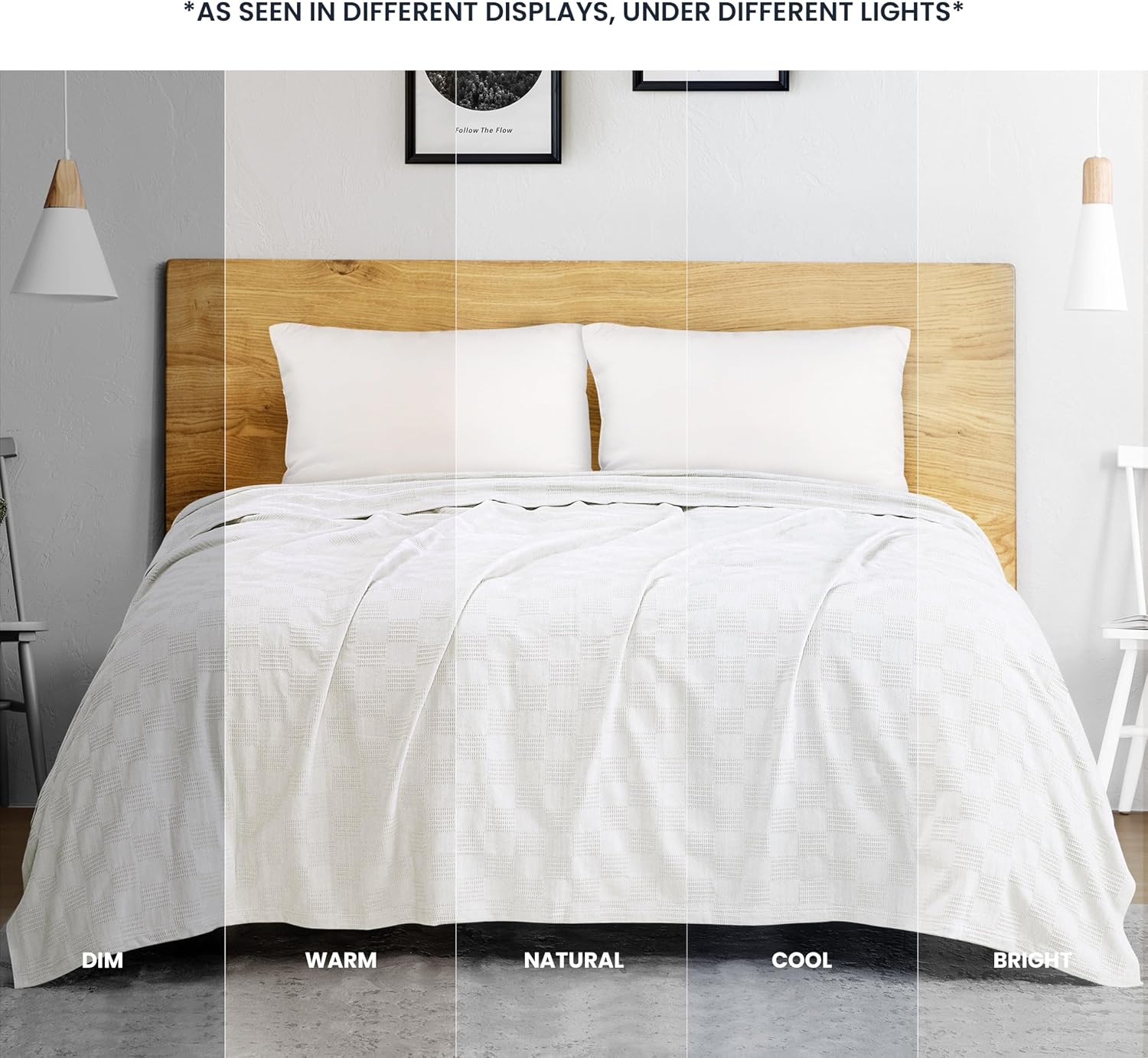 Detalle 2 de Utopia Bedding 100% Cotton Thermal Blanket, White Twin, 90 x 72 Inches
