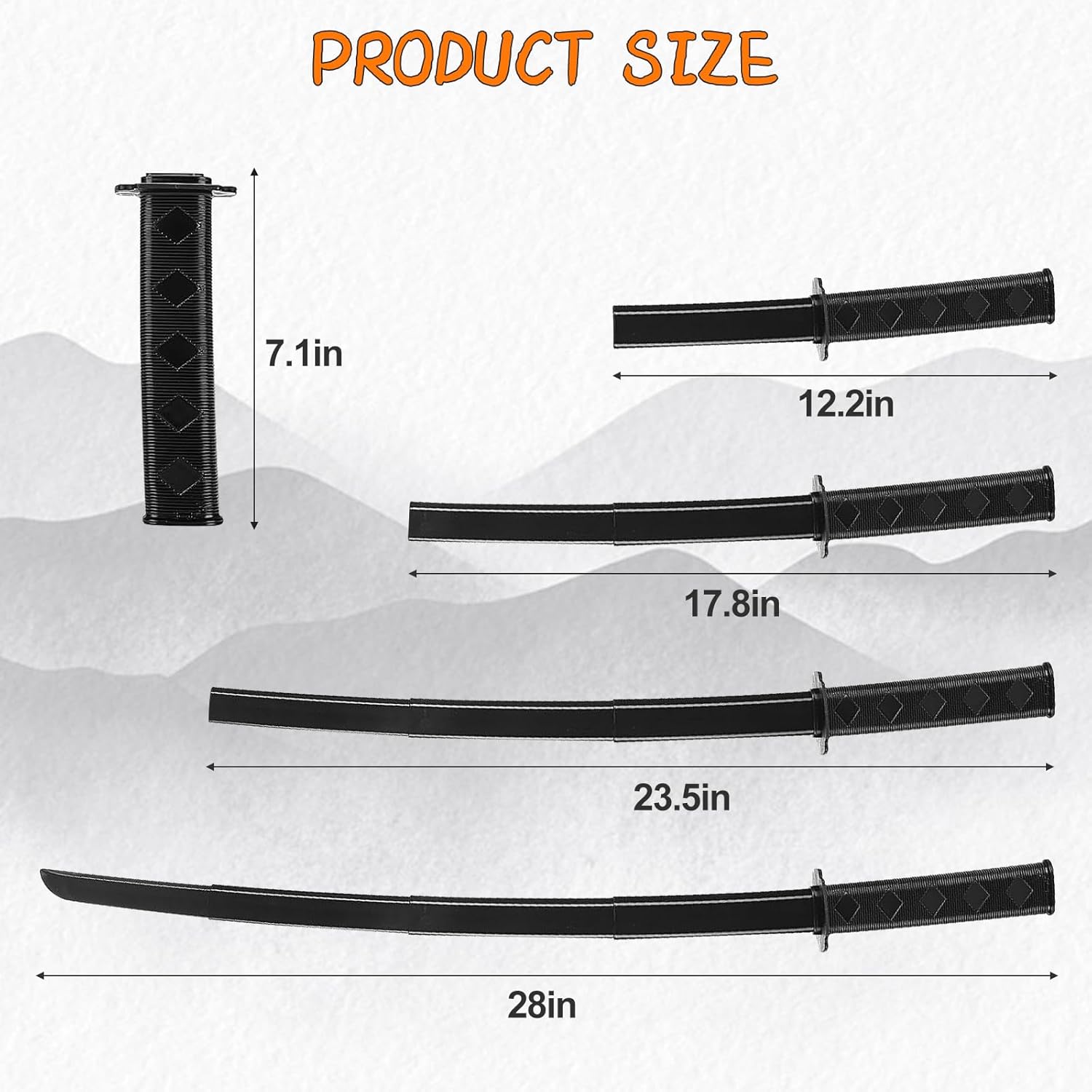 Thumbnail 2 de Xindazhi 2PCS Printed Gravity Retractable Samurai Sword (Telescopic Katana Fake Sword) – Black