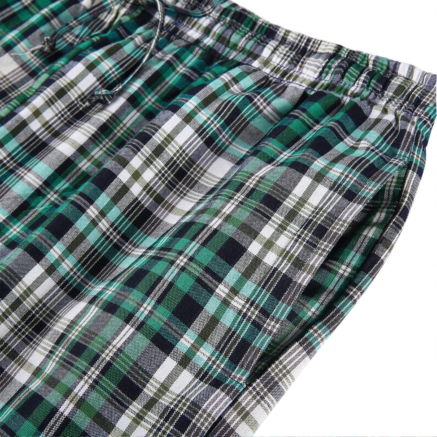 Detalle de Winovia Schlafanzug Herren Kurz Pyjama-Set aus Baumwolle – Sommer-Hausanzug mit kariertem Hosenbein