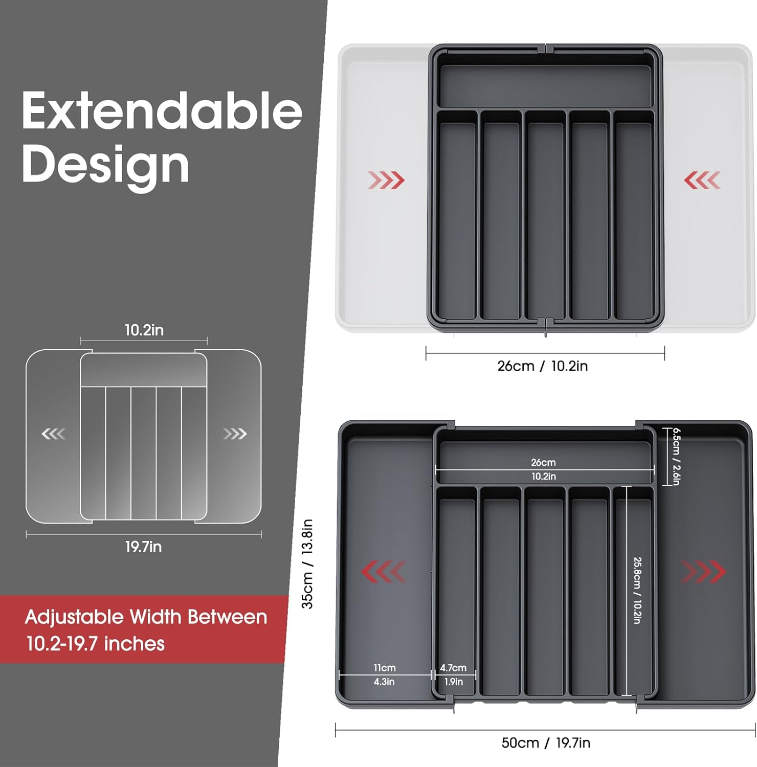Thumbnail 4 de Aujen Cutlery Drawer Organiser 34 cm – Adjustable Kitchen Utensil organiser 🍽